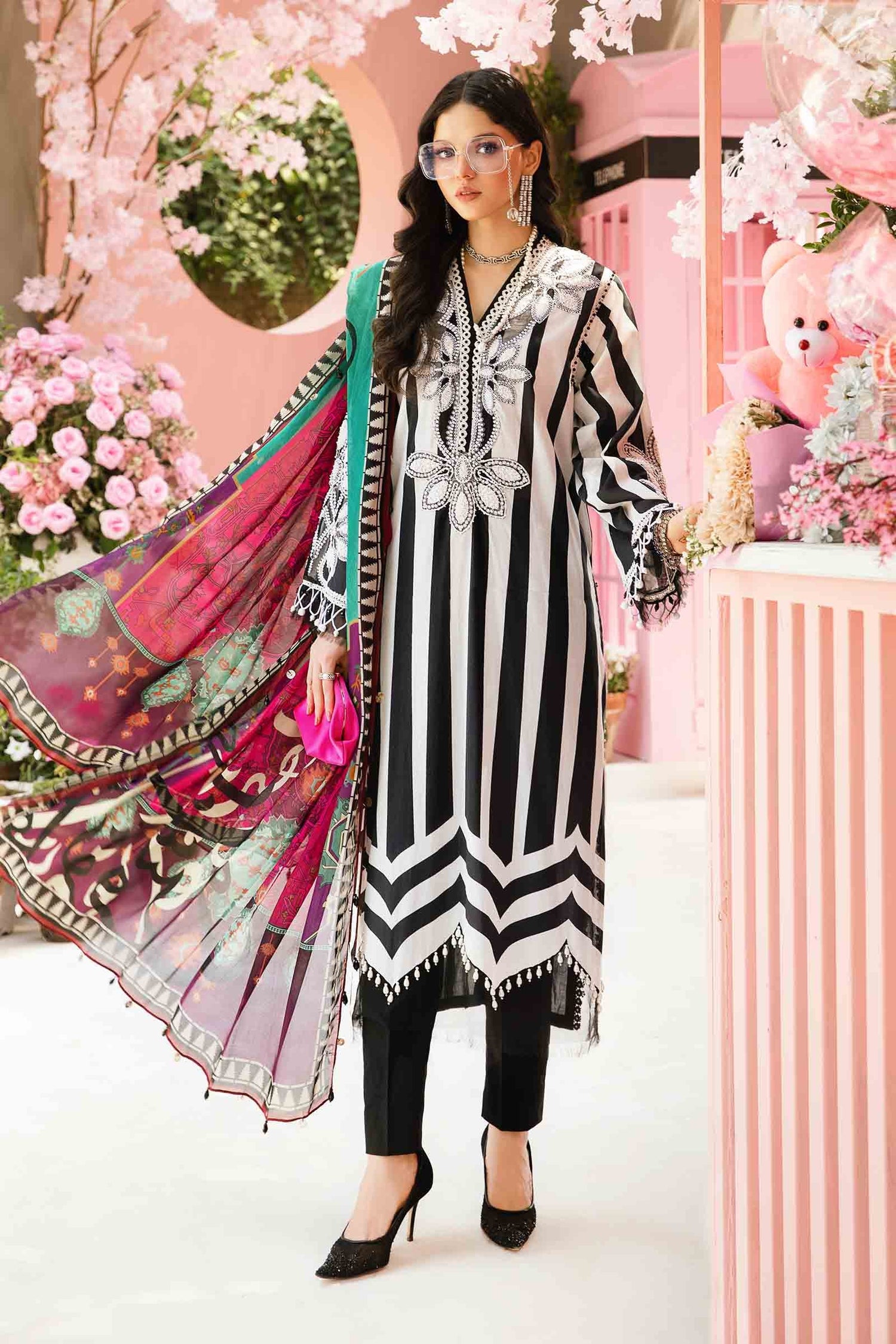 Maria.B 3 Piece Custom Stitched Suit - Black - LB30172
