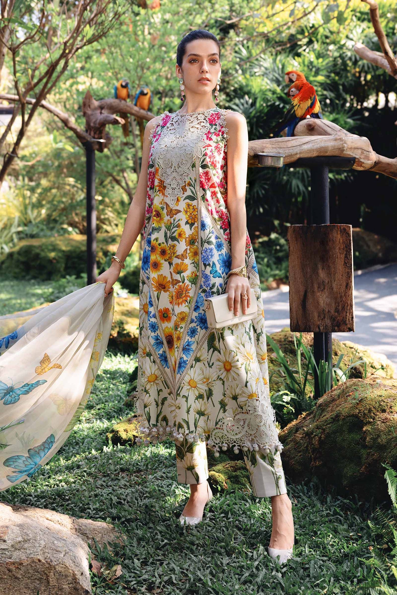 Maria.B 3 Piece Custom Stitched Suit - Beige - LB31460