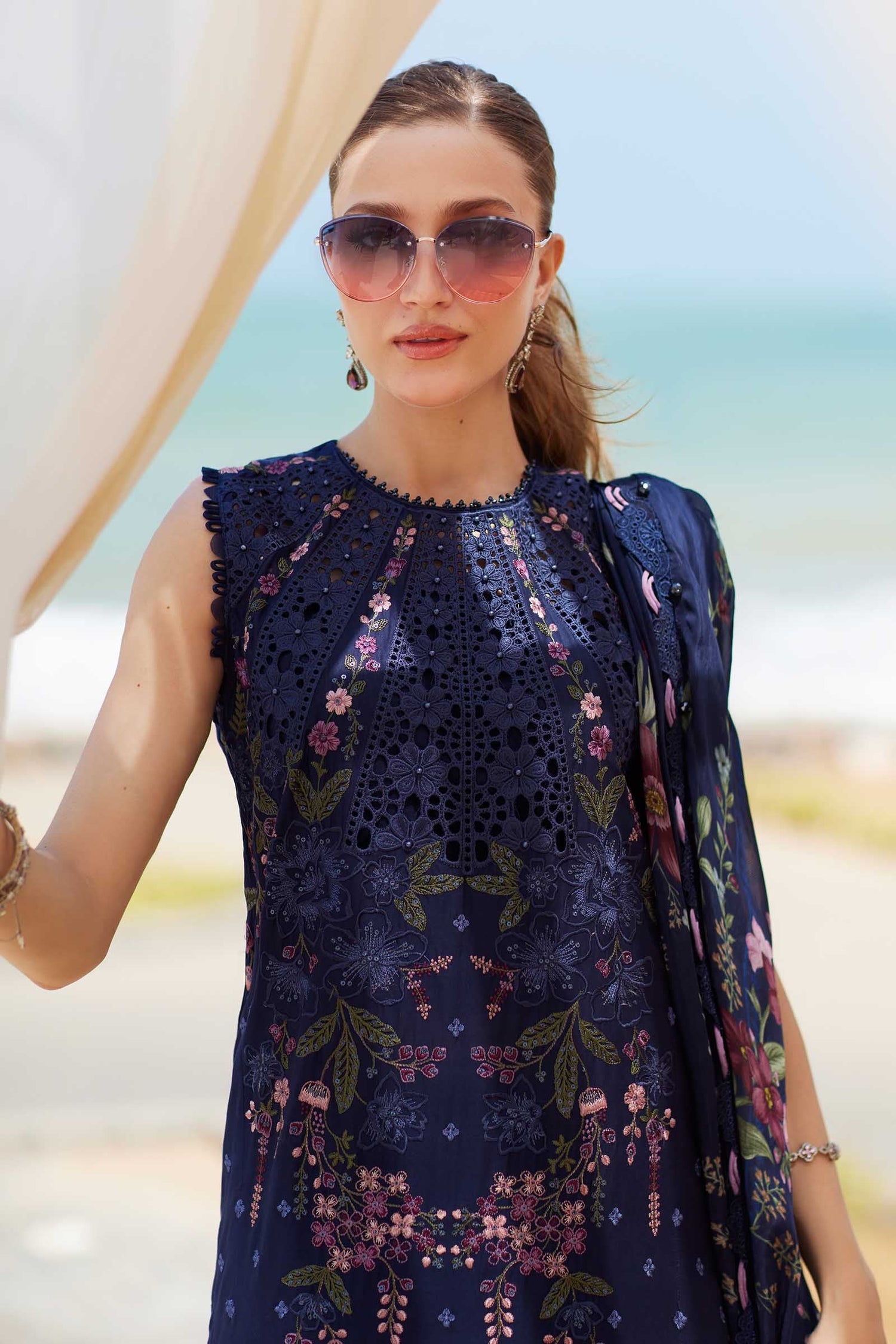 Maria.B 3 Piece Custom Stitched Suit - Blue - LB30301