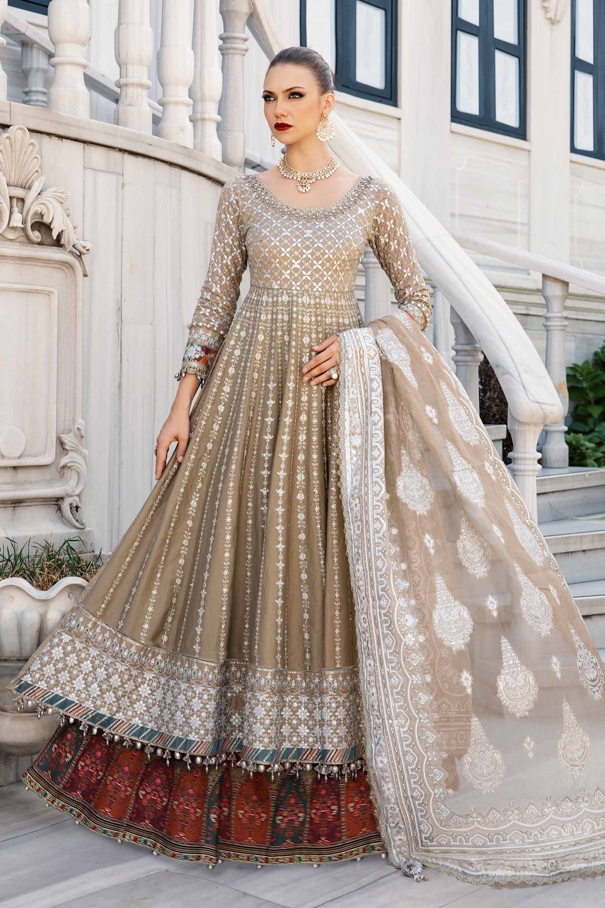 Maria.B 3 Piece Custom Stitched Suit - Beige - LB288214