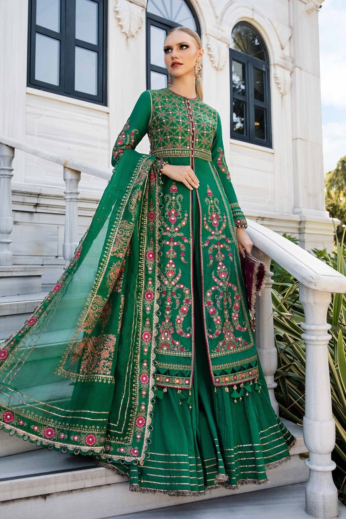 Maria.B 3 Piece Custom Stitched Suit - Green - LB288213