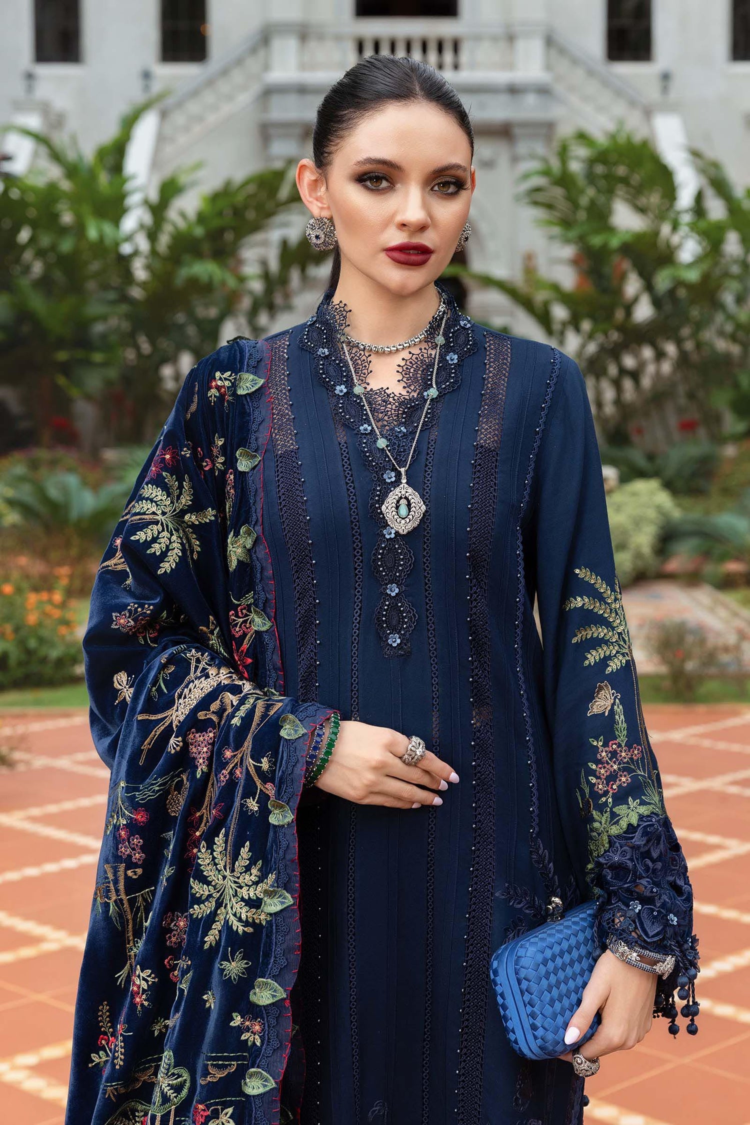 Maria.B 3 Piece Custom Stitched Suit - Blue - LB31248