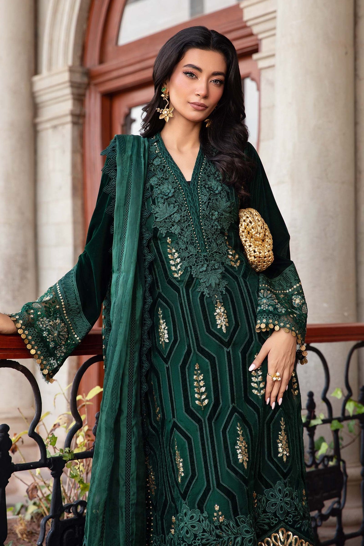 Maria.B 3 Piece Custom Stitched Suit - Green - LB288245