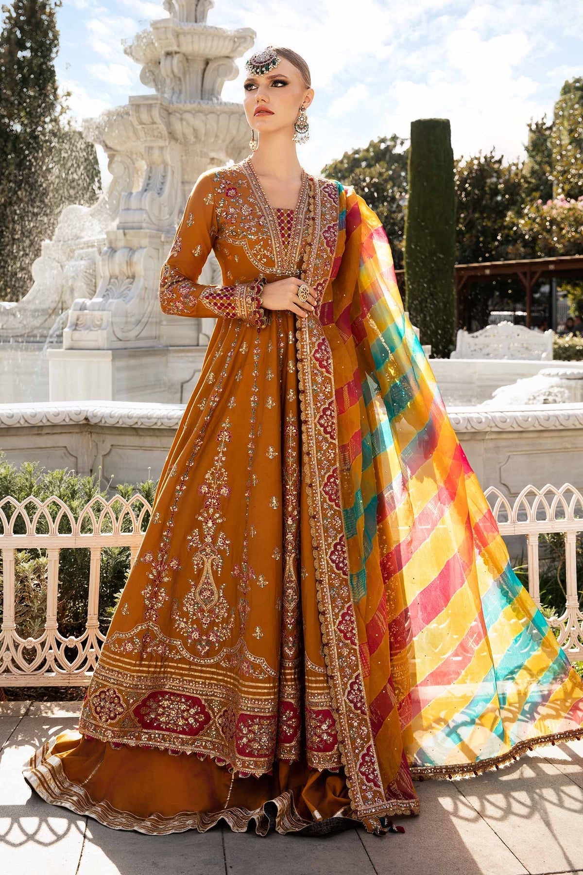 Maria.B 3 Piece Custom Stitched Suit - Orange - LB288218