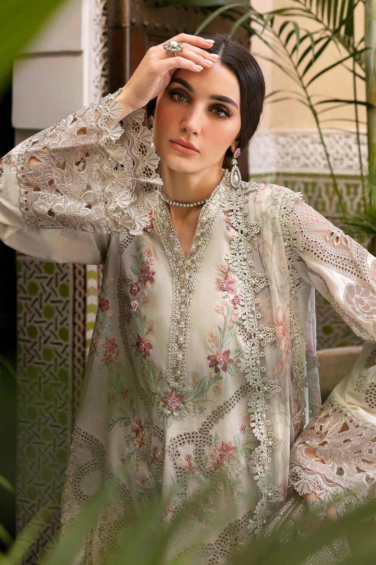 Maria.B 3 Piece Custom Stitched Suit - Beige - LB29693