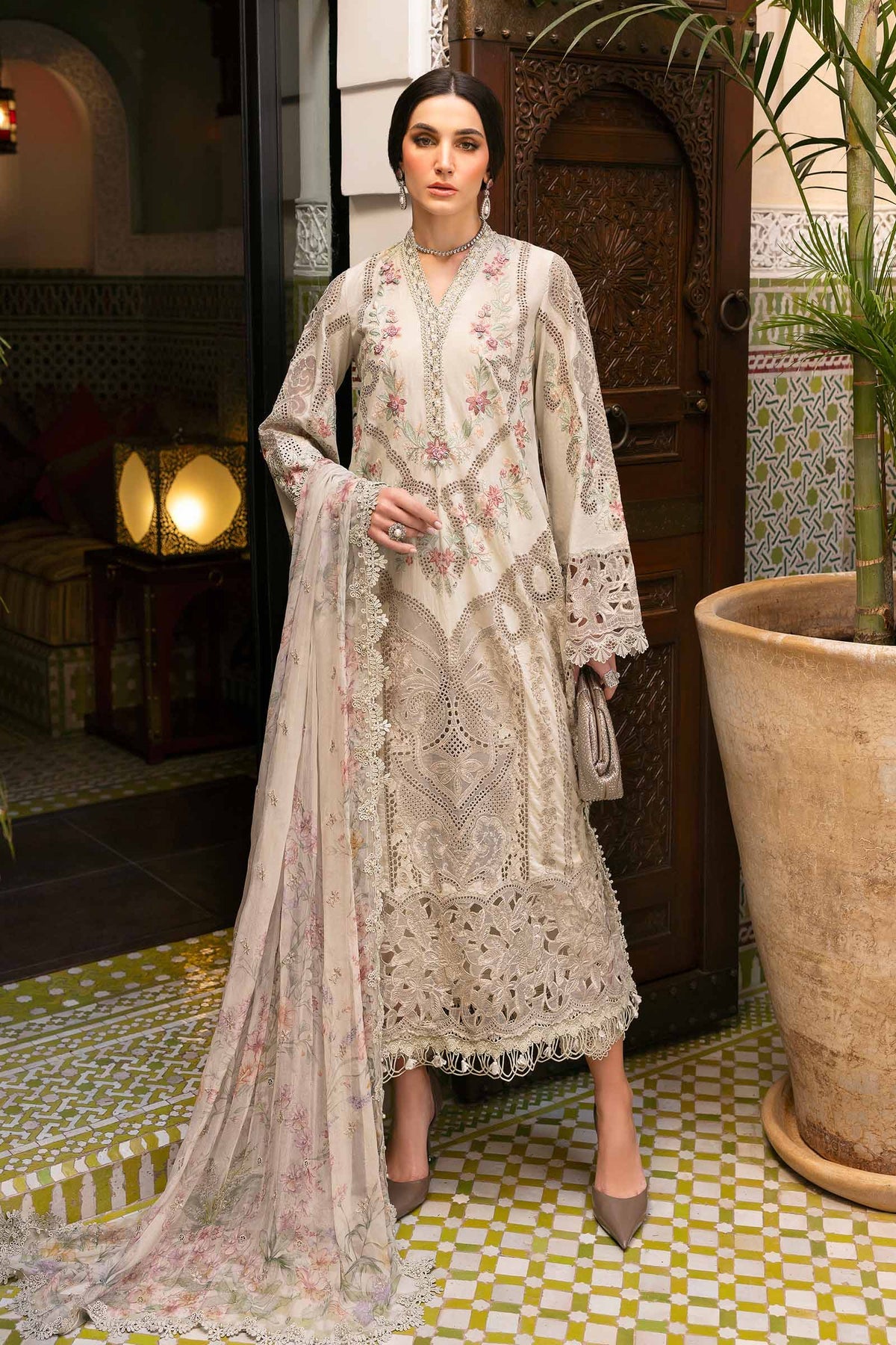 Maria.B 3 Piece Custom Stitched Suit - Beige - LB29693