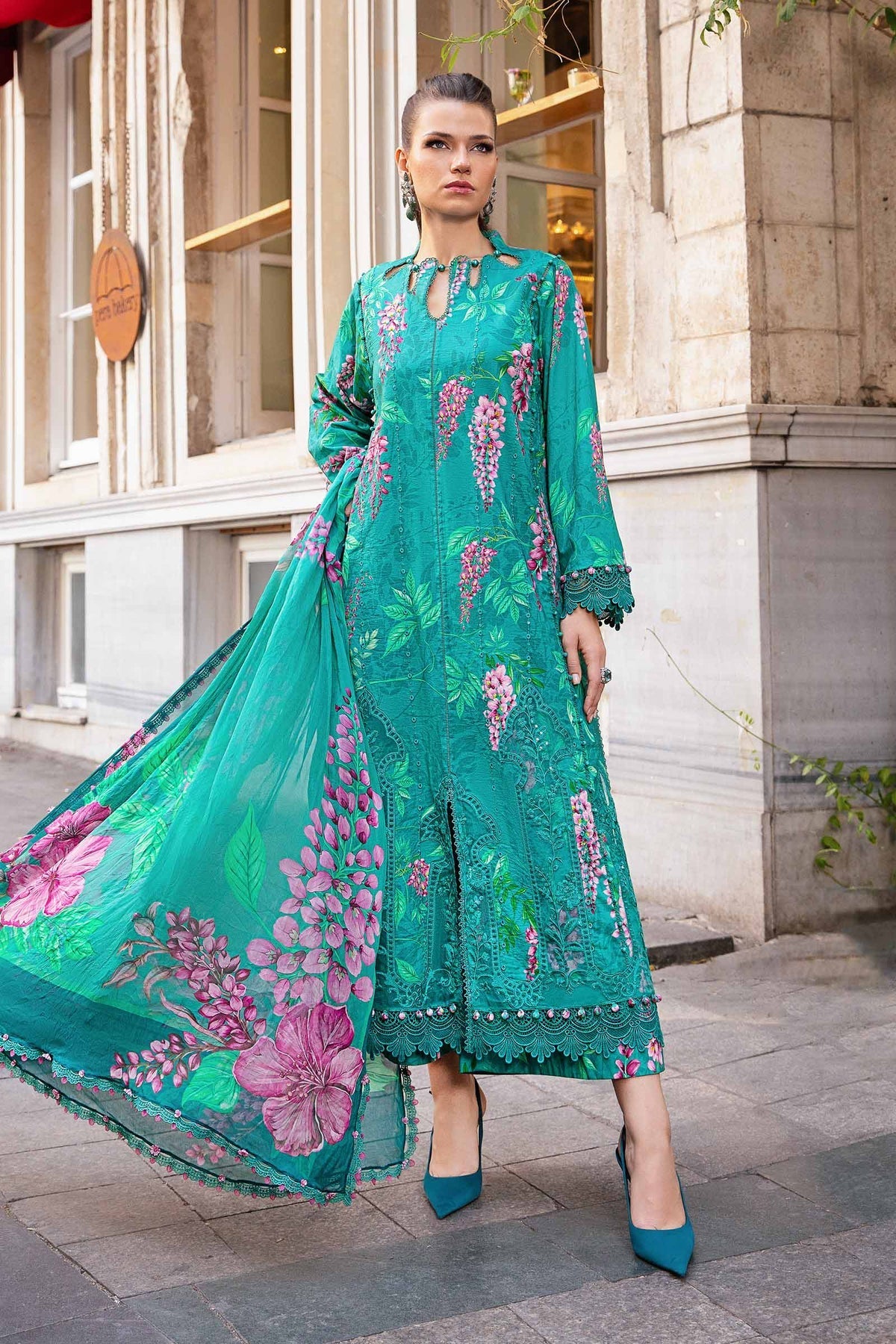 Maria.B 3 Piece Custom Stitched Suit - Green - LB287893