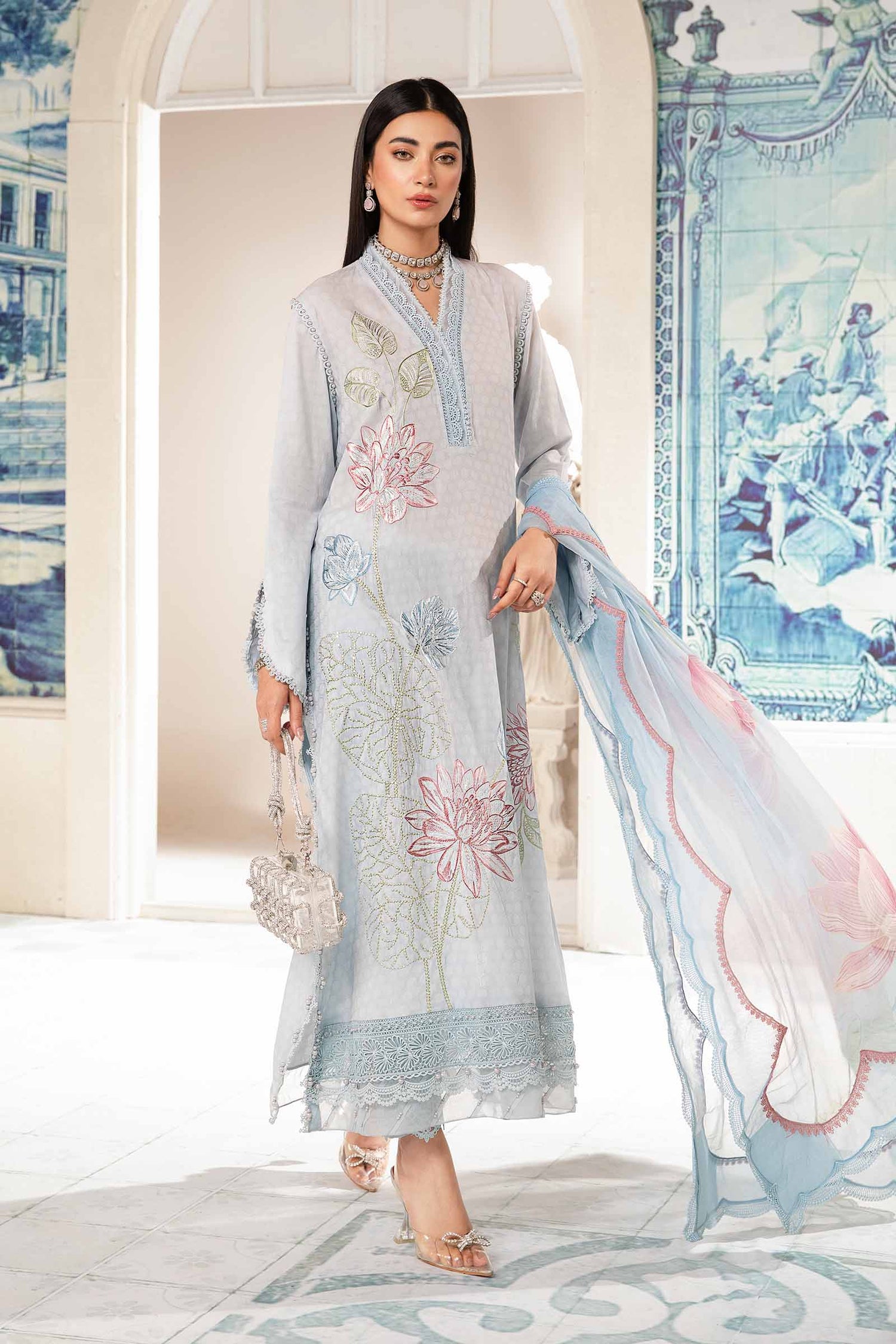 Maria.B 3 Piece Custom Stitched Suit - Blue - LB286788