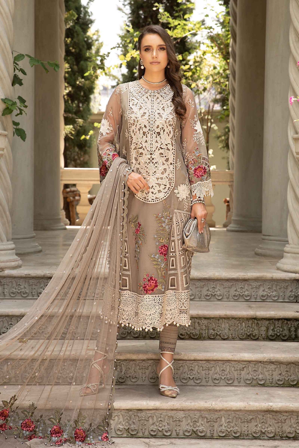 Maria.B 3 Piece Custom Stitched Suit - Gray - LB286713