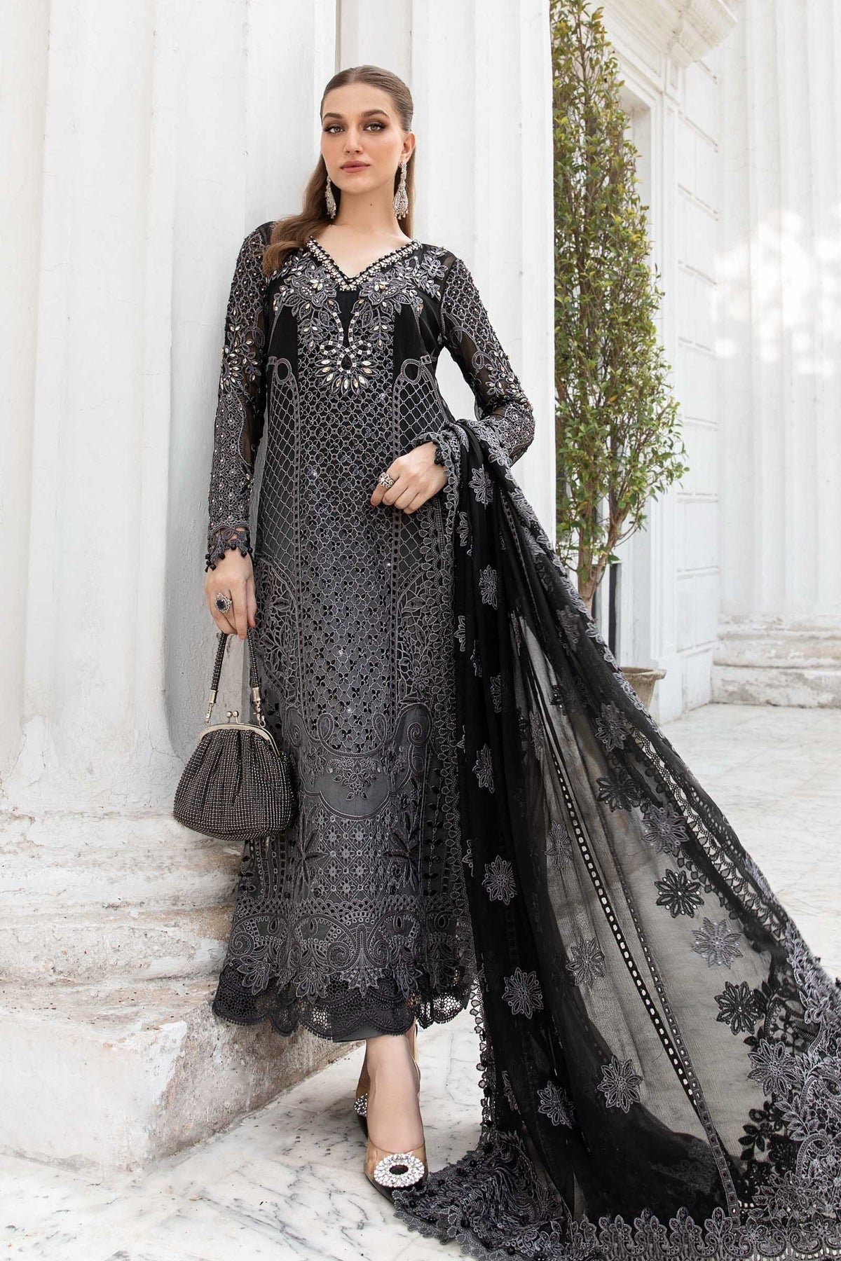 Maria.B 3 Piece Custom Stitched Suit - Black - LB287838