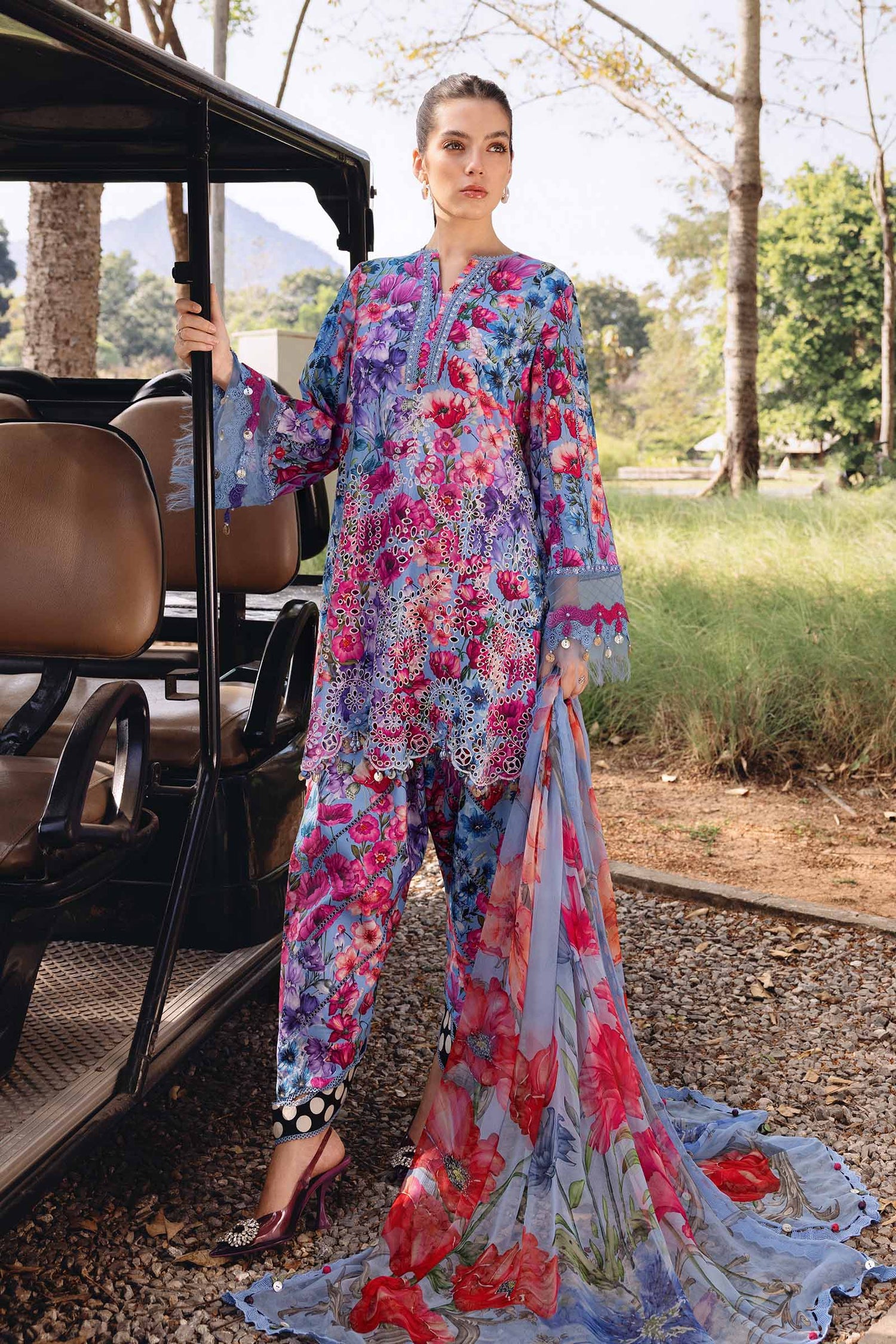 Maria.B 3 Piece Custom Stitched Suit - Blue - LB31467