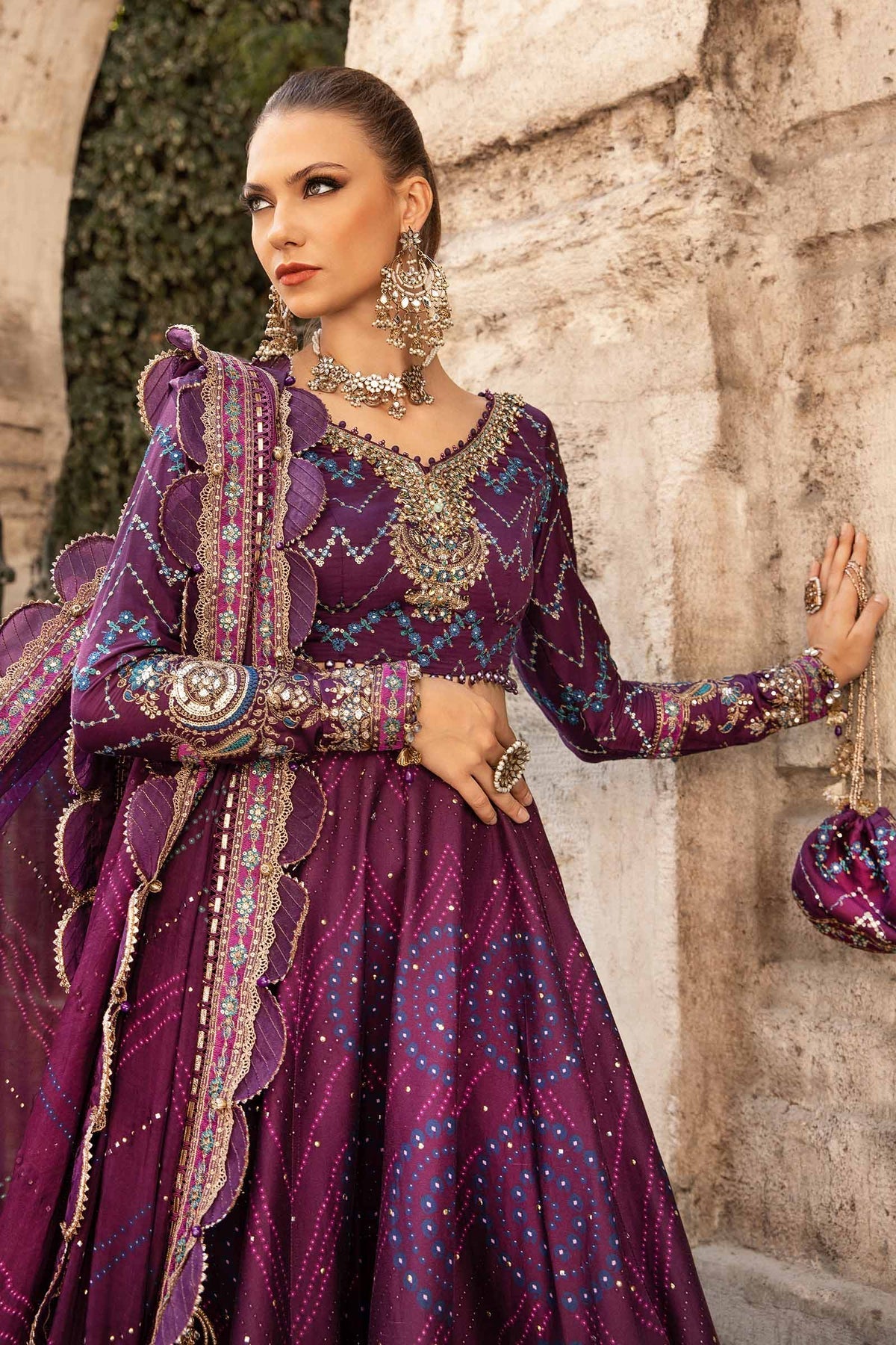 Maria.B 3 Piece Custom Stitched Suit - Purple - LB288208