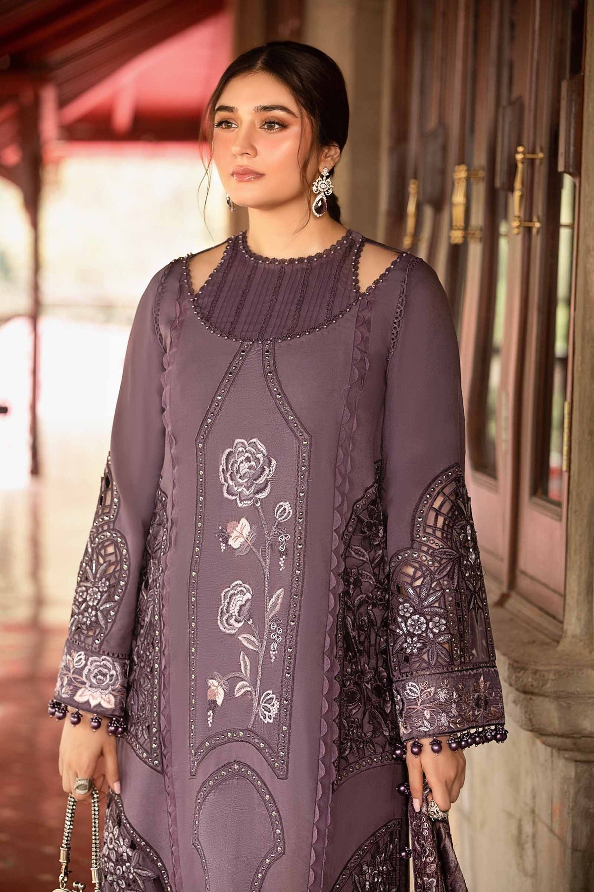 Maria.B 3 Piece Custom Stitched Suit - Purple - LB288237