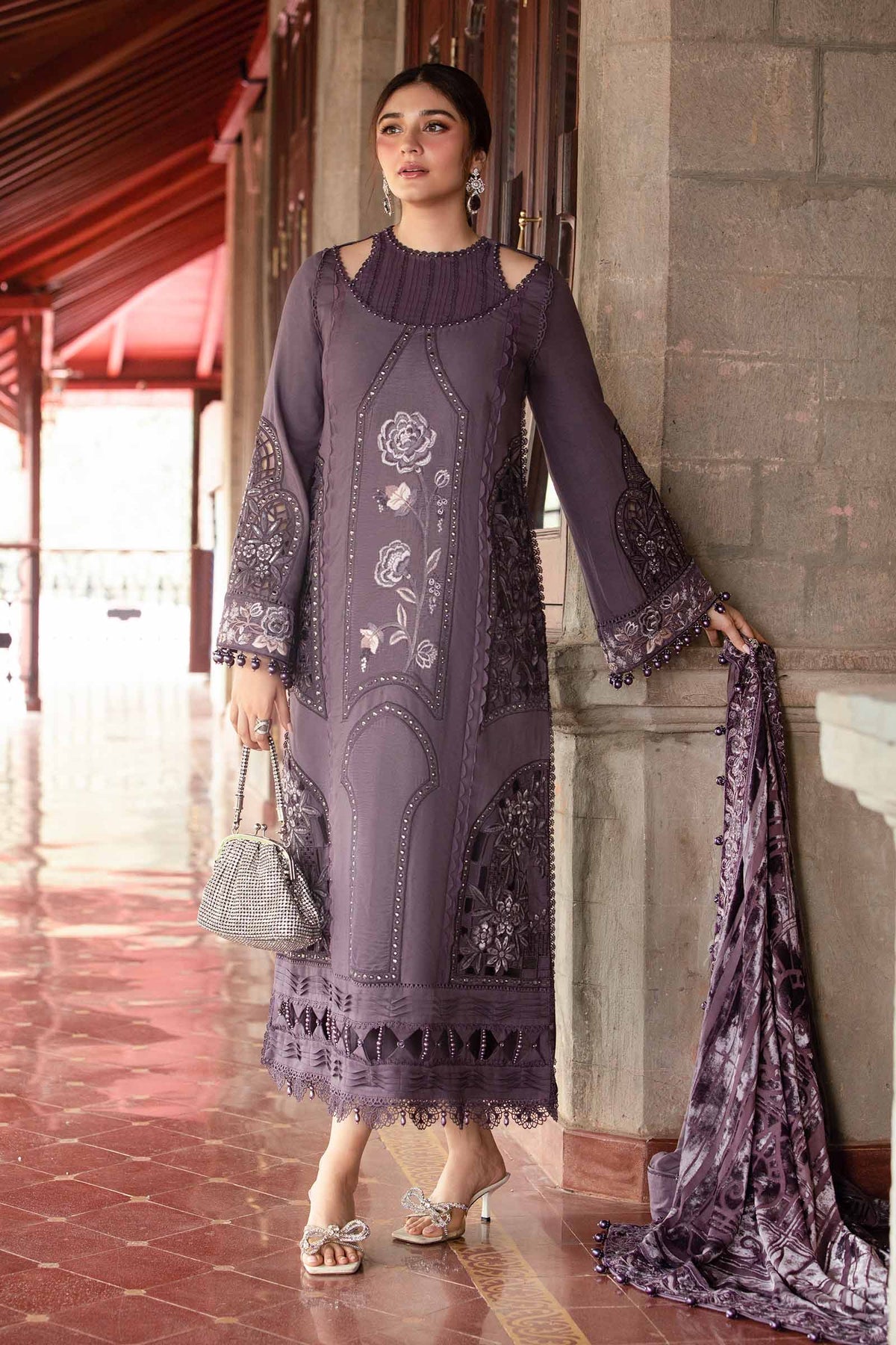 Maria.B 3 Piece Custom Stitched Suit - Purple - LB288237