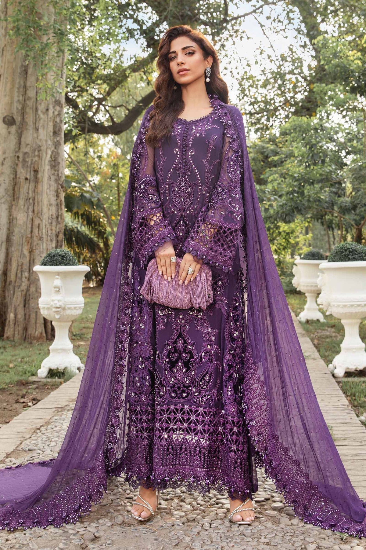 Maria.B 3 Piece Custom Stitched Suit - Purple - LB287842