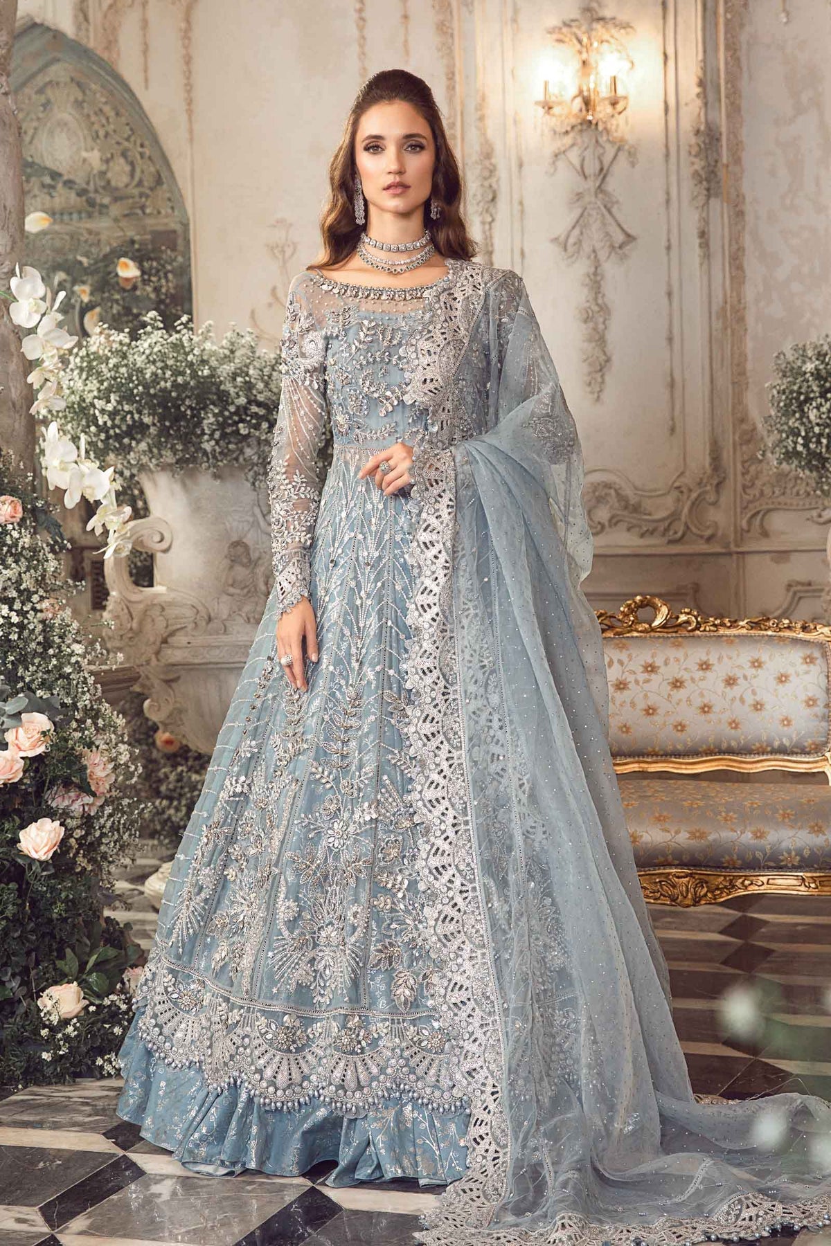 Maria.B 3 Piece Custom Stitched Suit - Blue - LB285165