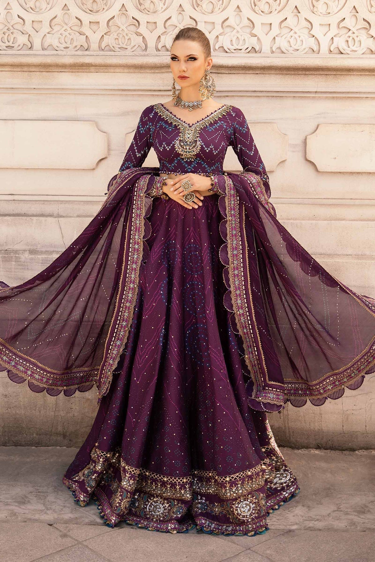 Maria.B 3 Piece Custom Stitched Suit - Purple - LB288208