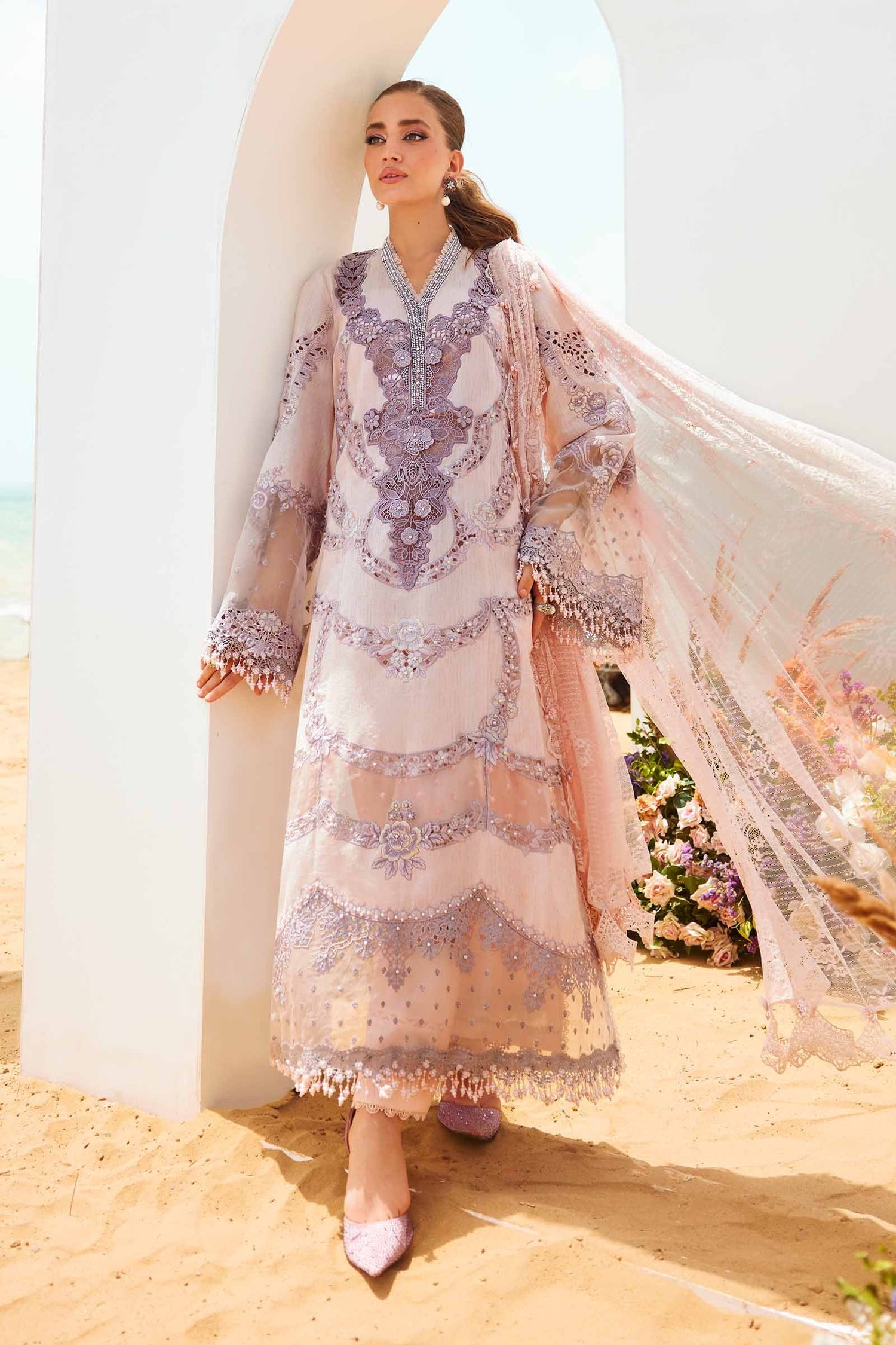 Maria.B 3 Piece Custom Stitched Suit - Pink - LB30297