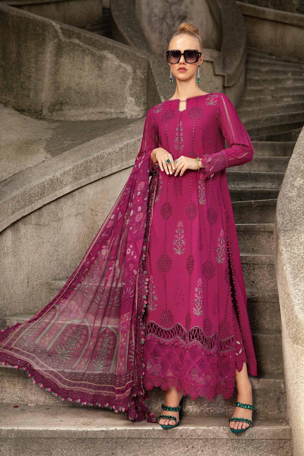 Maria.B 3 Piece Custom Stitched Suit - Purple - LB287898