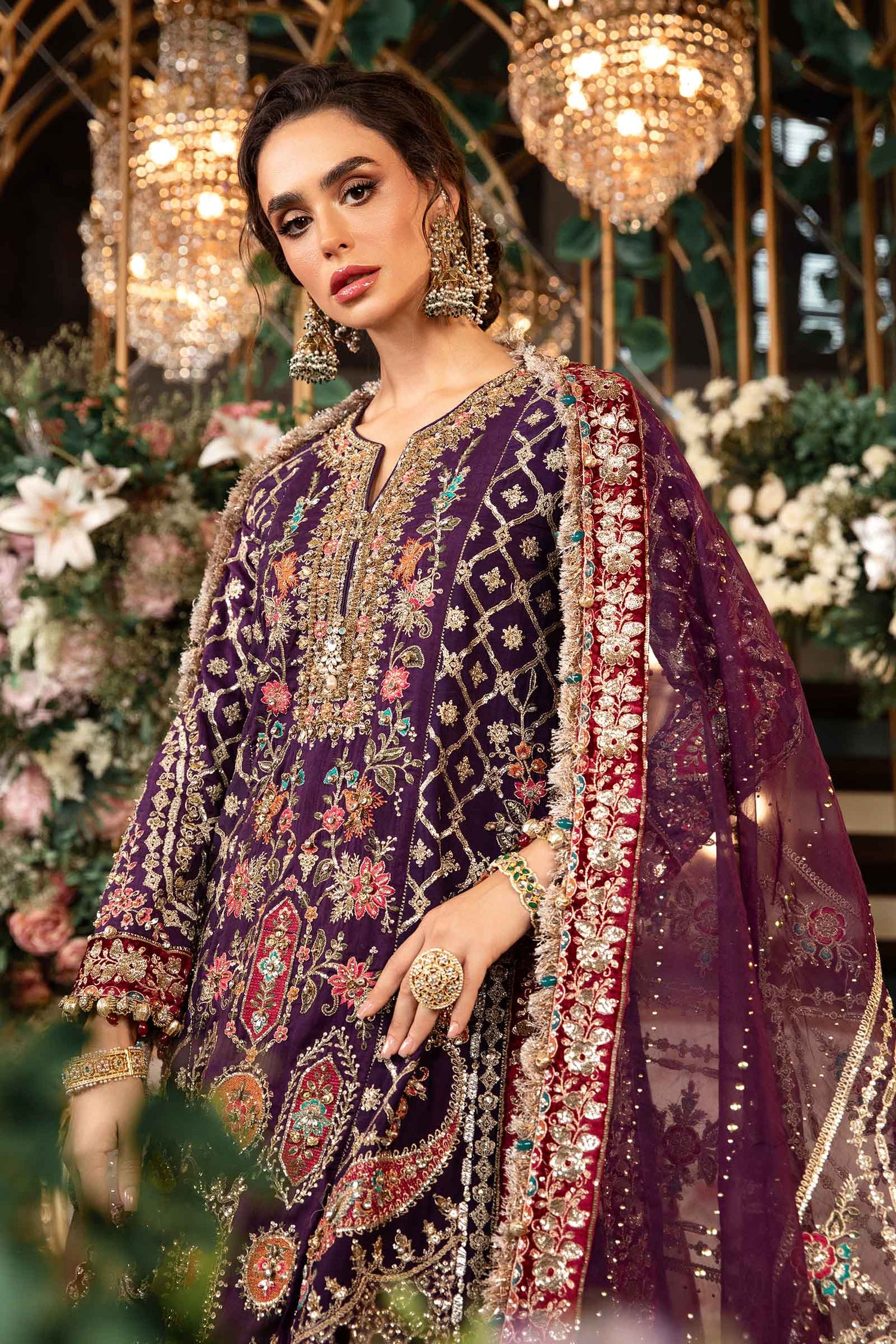 Maria.B 3 Piece Custom Stitched Suit - Purple - LB288398