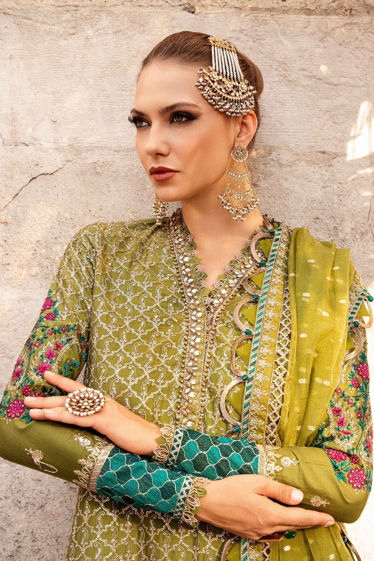 Maria.B 3 Piece Custom Stitched Suit - Green - LB288209