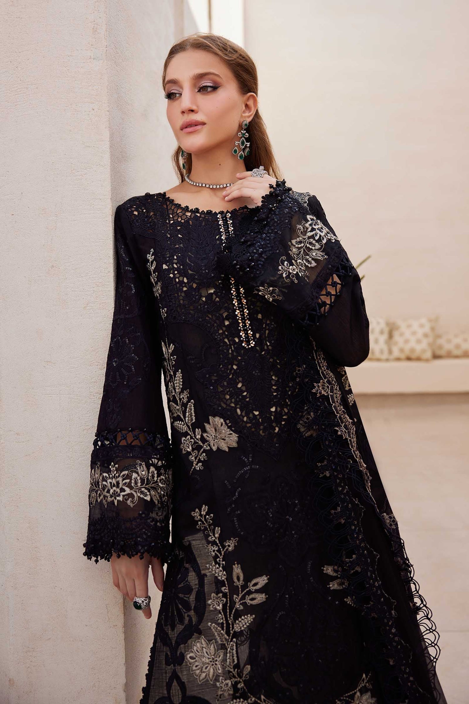 Maria.B 3 Piece Custom Stitched Suit - Black - LB30298