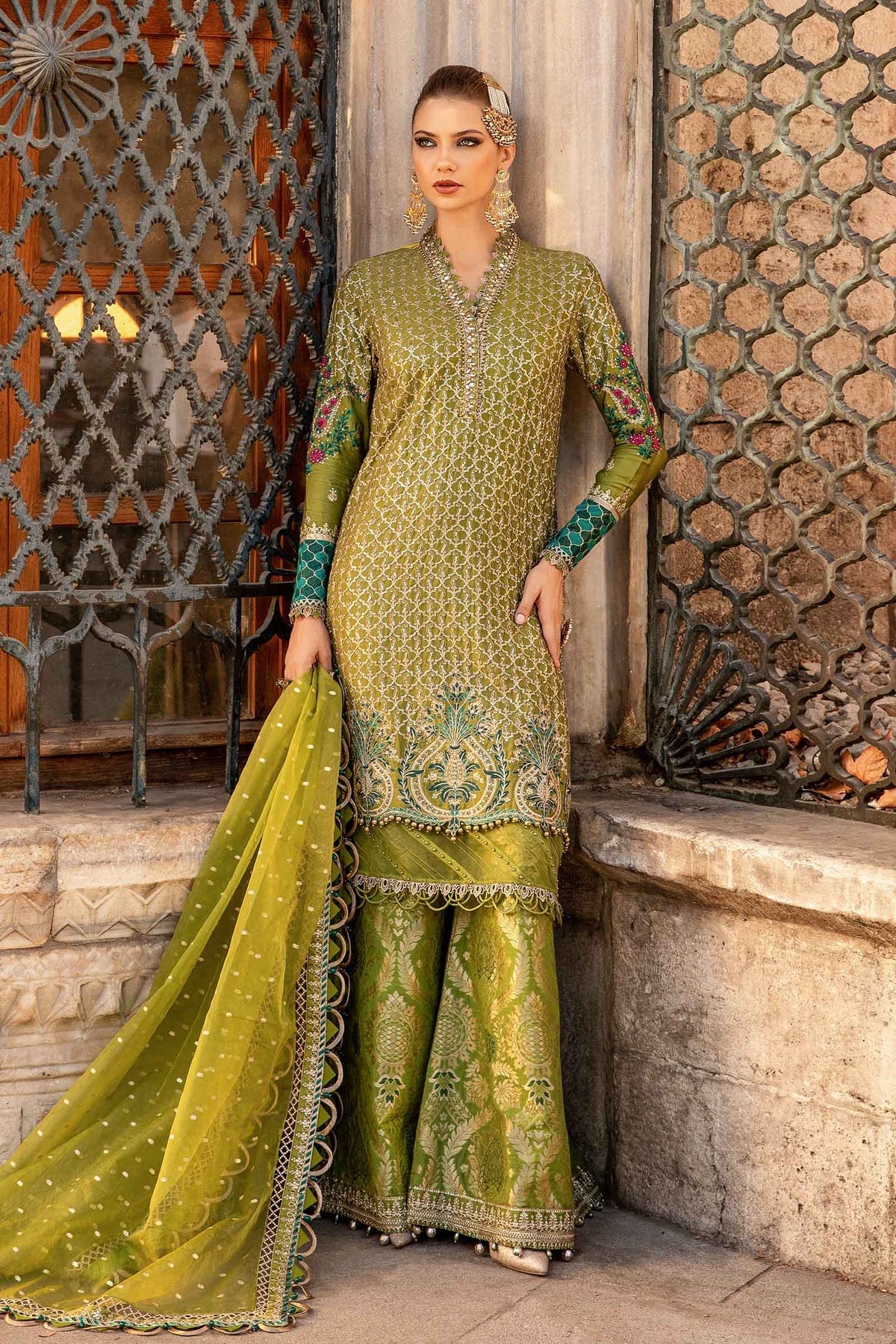 Maria.B 3 Piece Custom Stitched Suit - Green - LB288209