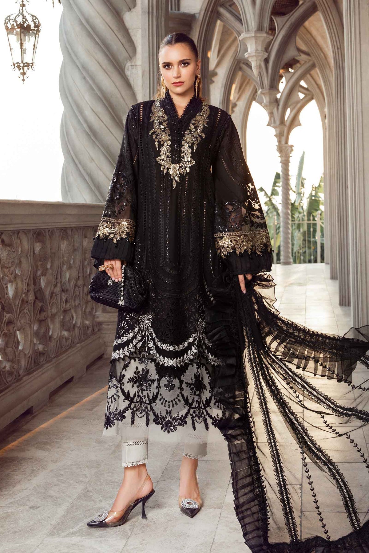 Maria.B 3 Piece Custom Stitched Suit - Black - LB286711