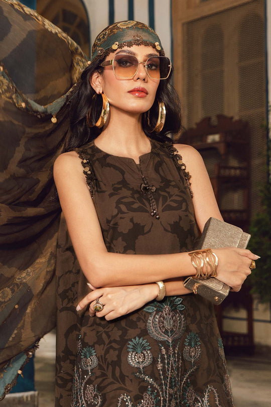 Maria.B 3 Piece Custom Stitched Suit - Brown - LB31019