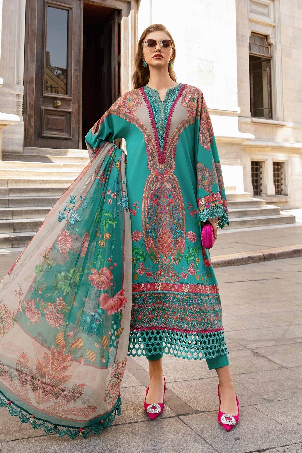 Maria.B 3 Piece Custom Stitched Suit - Green - LB287895