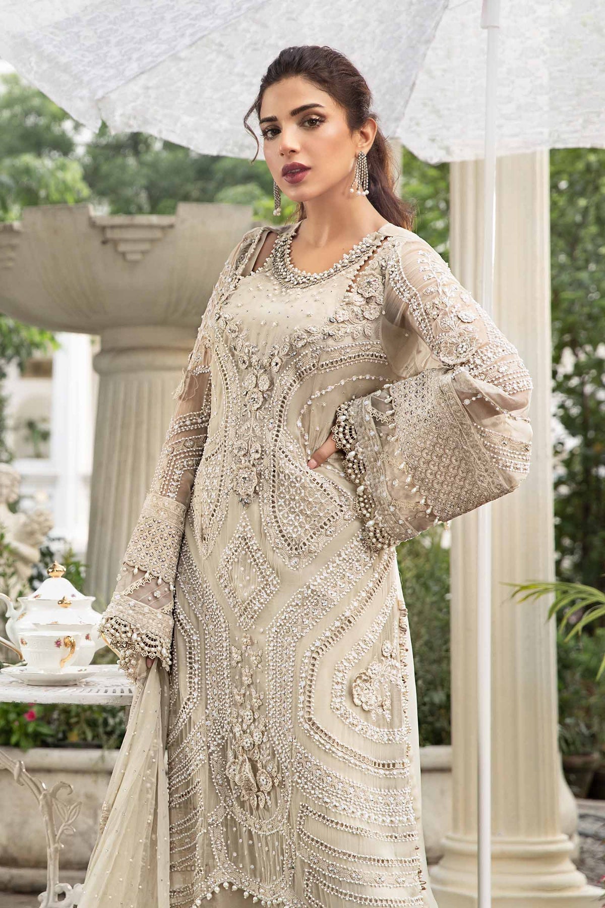 Maria.B 3 Piece Custom Stitched Suit - Off-White - LB287843