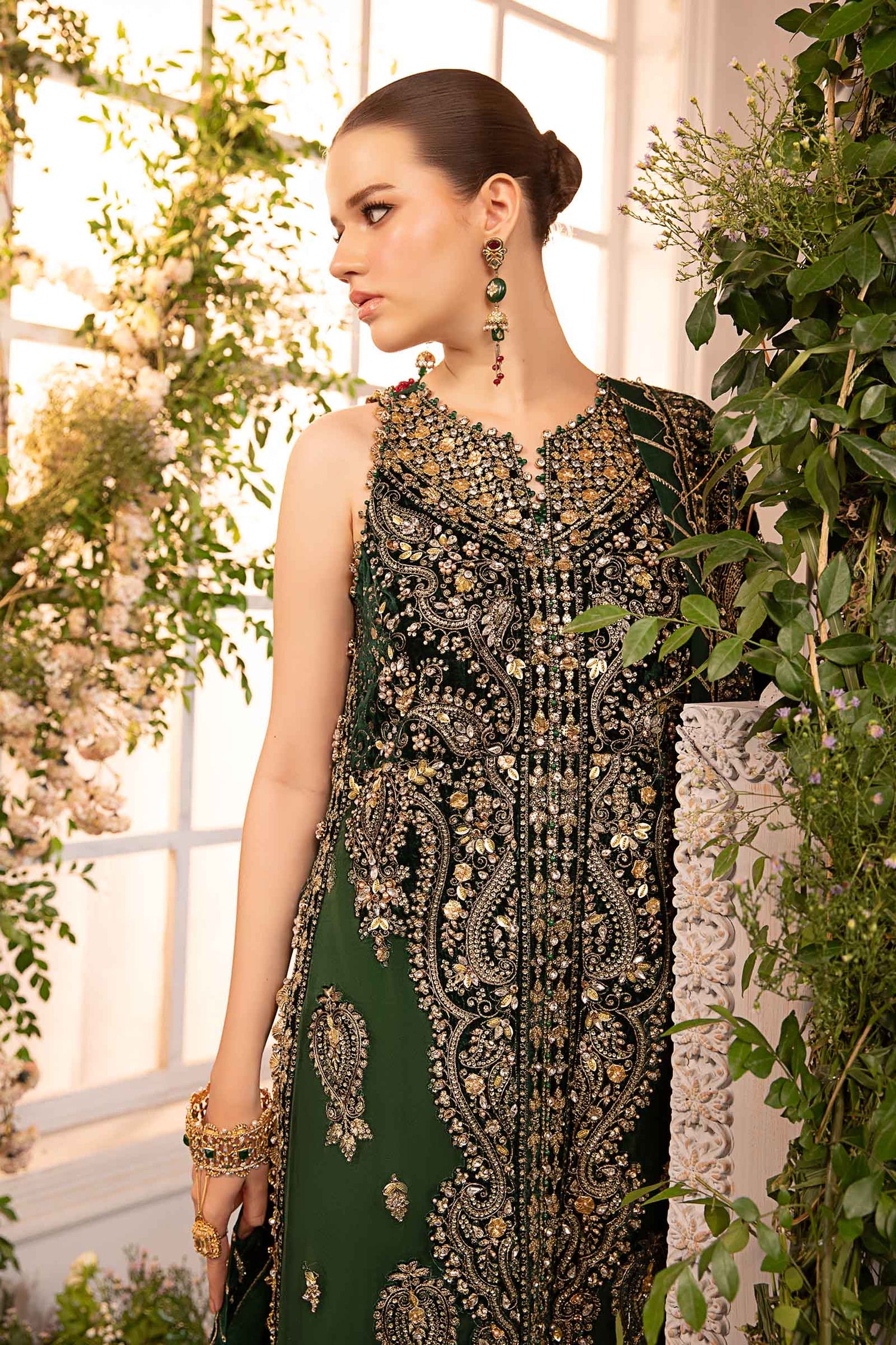 Maria.B 3 Piece Custom Stitched Suit - Green - LB288395