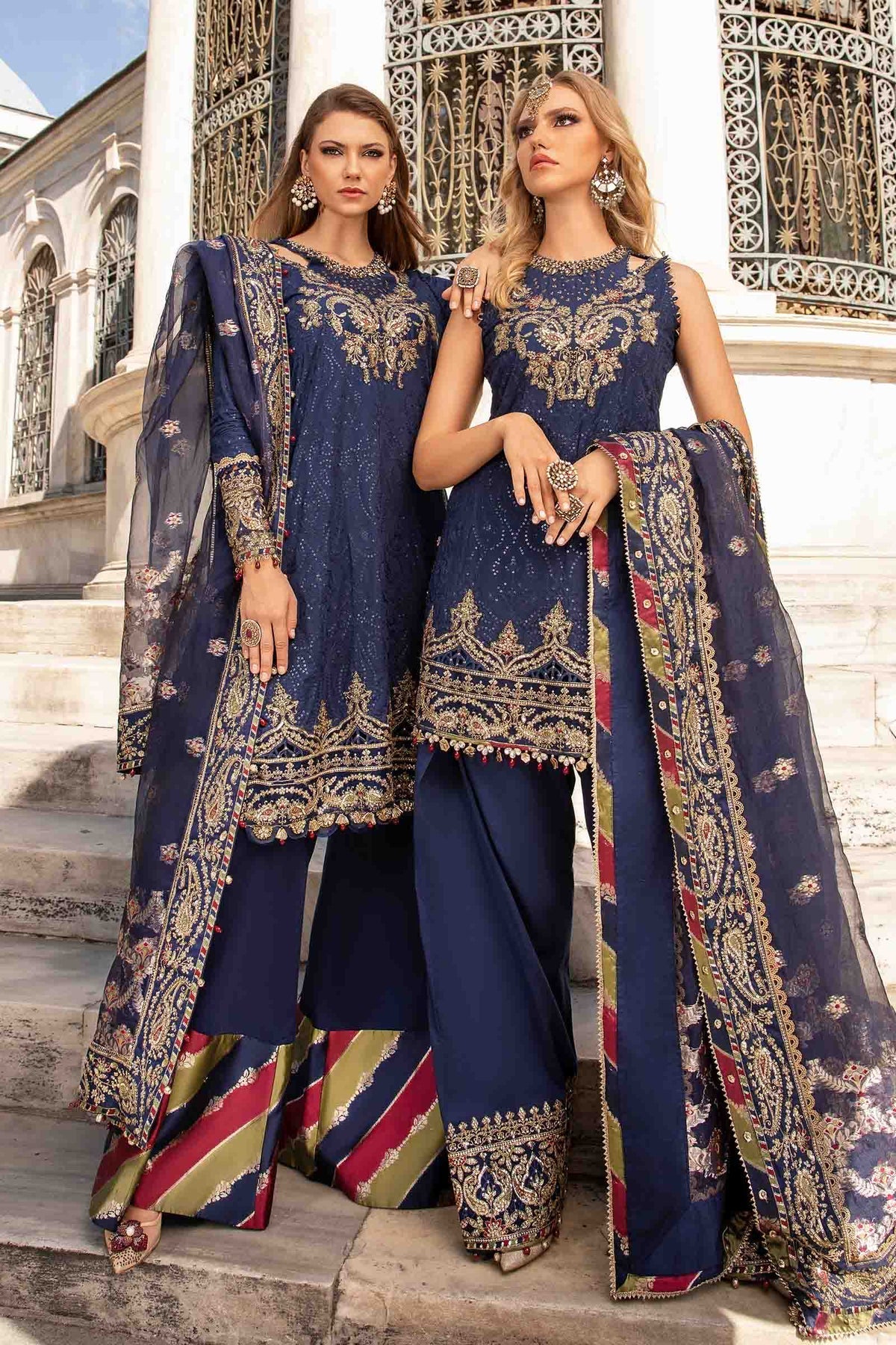 Maria.B 3 Piece Custom Stitched Suit - Blue - LB288212