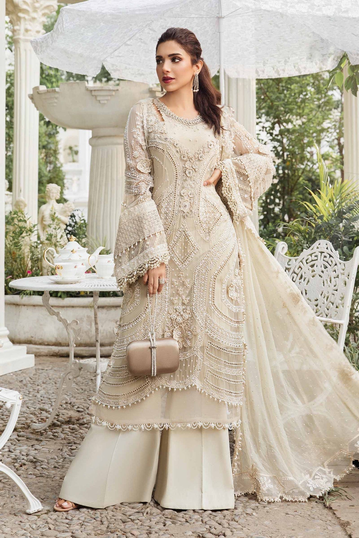 Maria.B 3 Piece Custom Stitched Suit - Off-White - LB287843