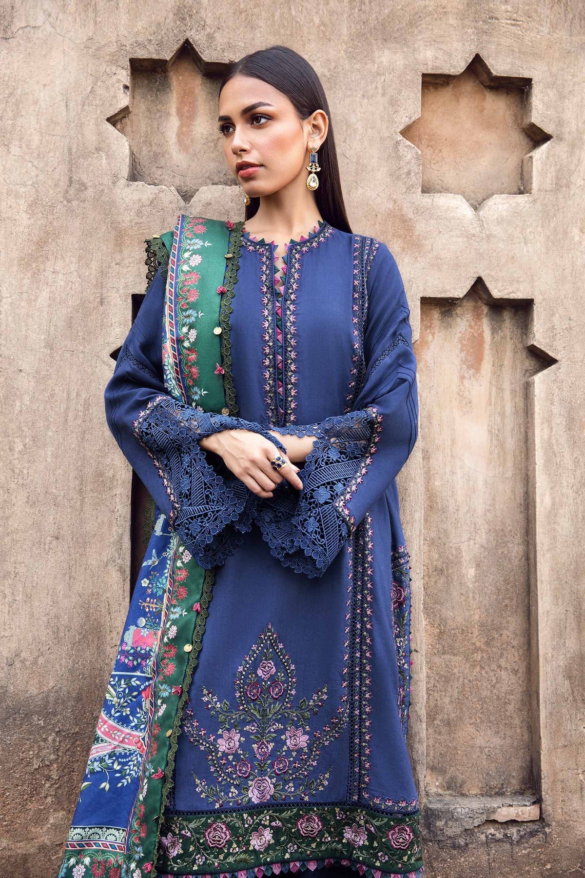 Maria.B 3 Piece Custom Stitched Suit - Blue - LB289035