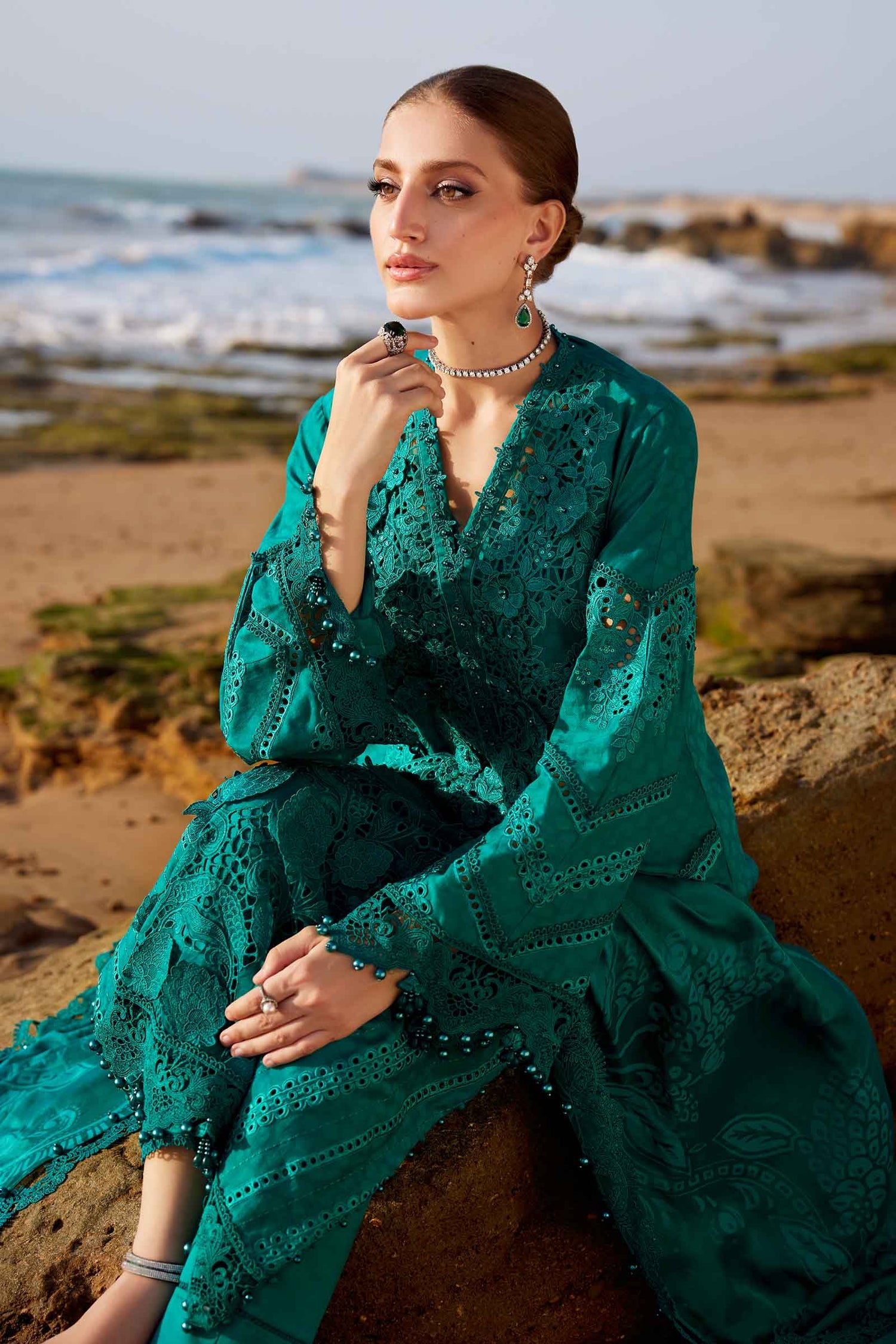 Maria.B 3 Piece Custom Stitched Suit - Green - LB30294