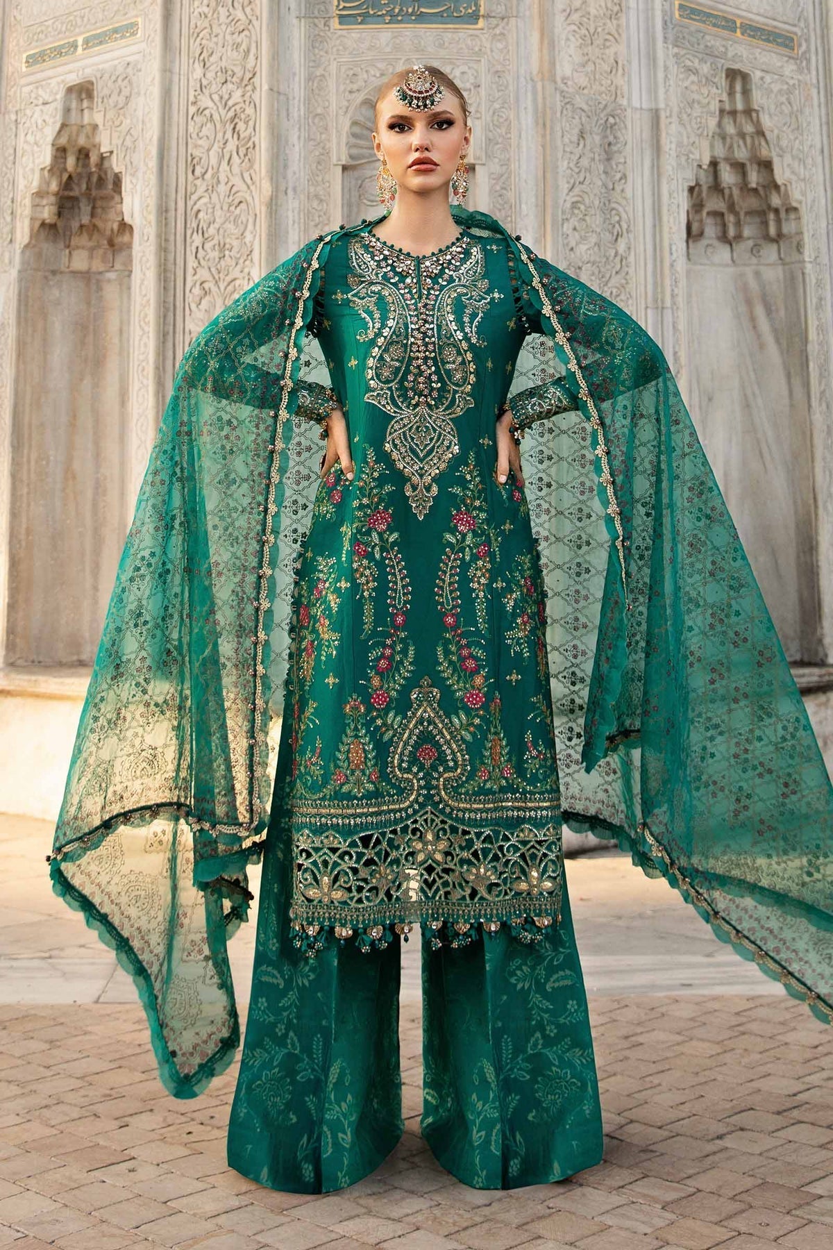 Maria.B 3 Piece Custom Stitched Suit - Green - LB288216