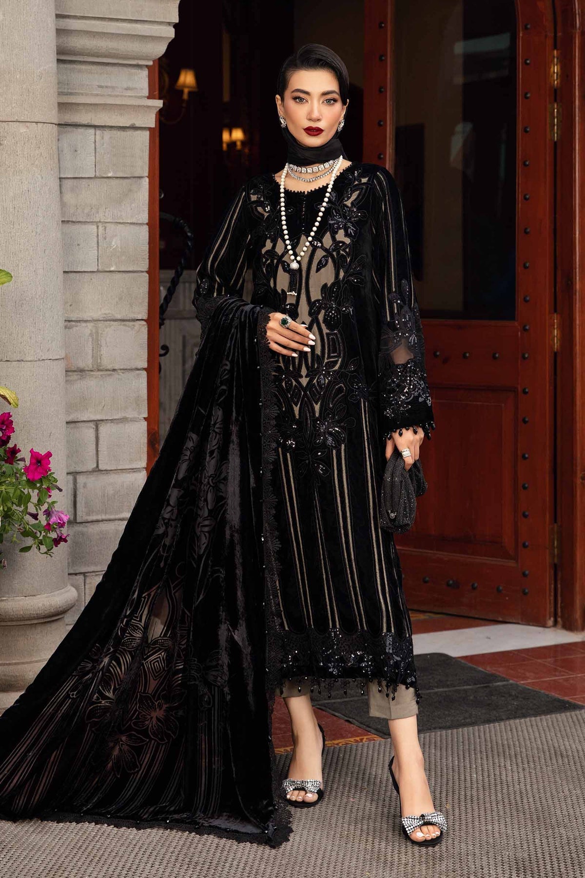 Maria.B 3 Piece Custom Stitched Suit - Black - LB288240