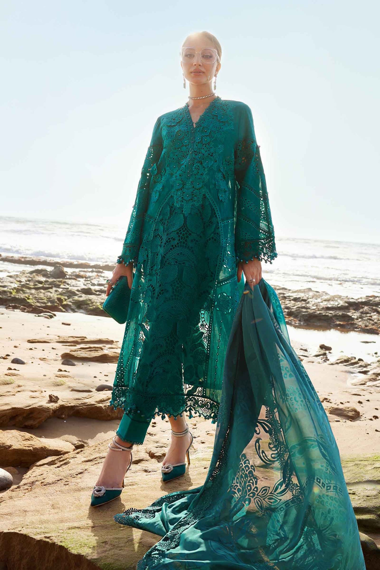 Maria.B 3 Piece Custom Stitched Suit - Green - LB30294