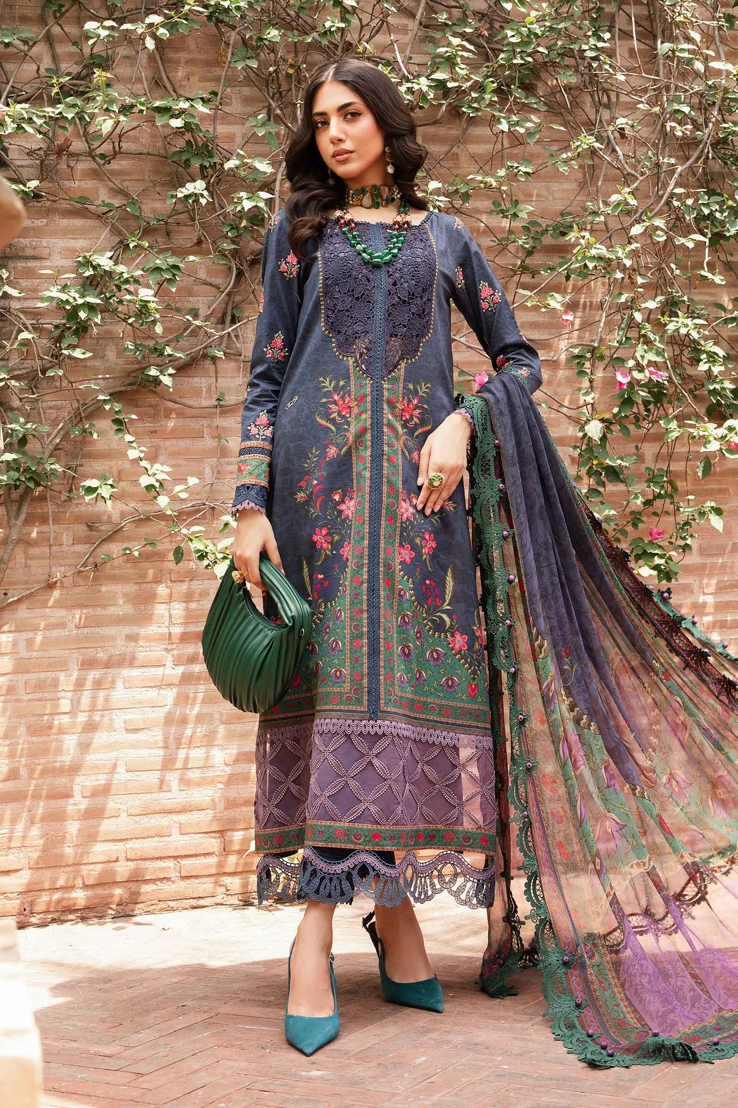 Maria.B 3 Piece Custom Stitched Suit - Blue - LB286794