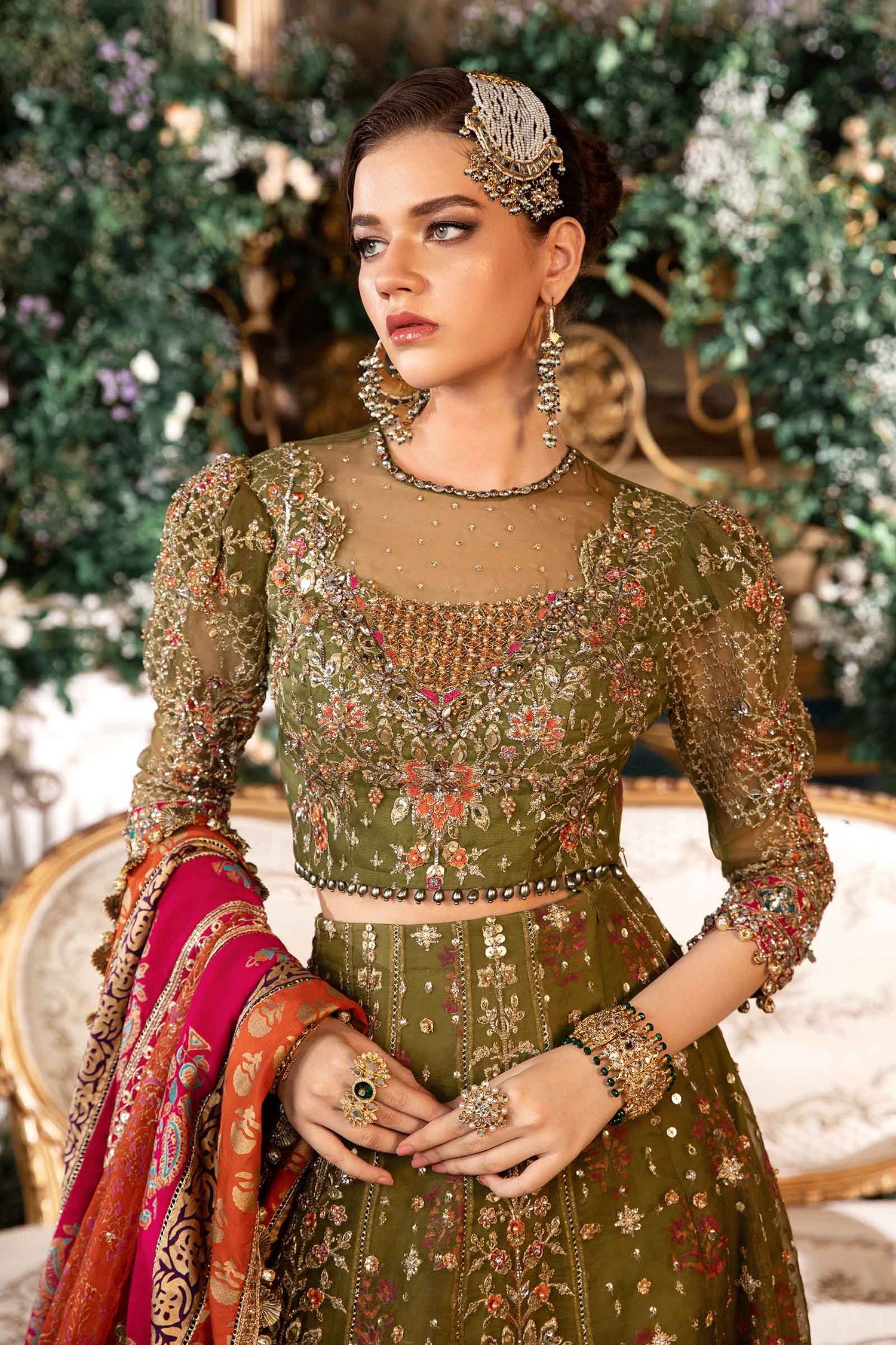 Maria.B 3 Piece Custom Stitched Suit - Green - LB288396