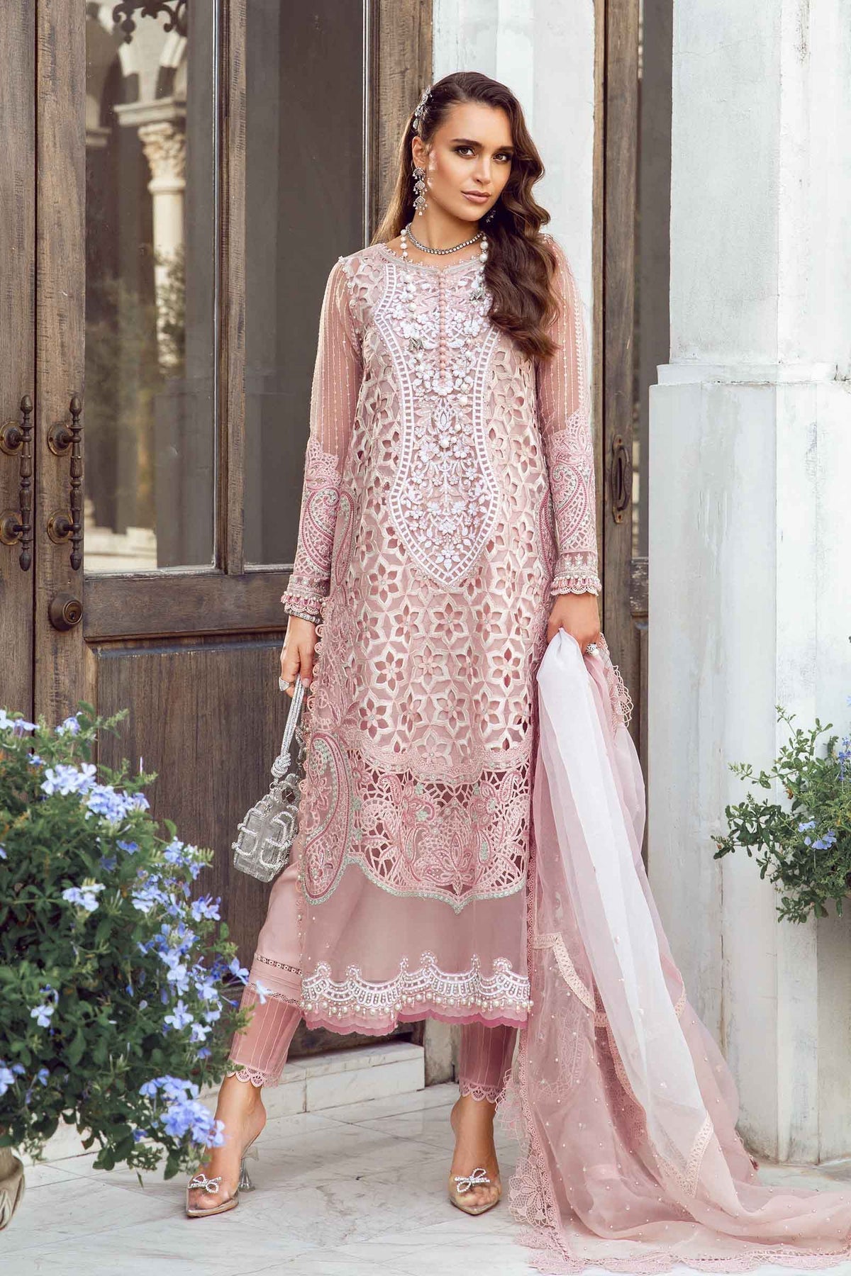 Maria.B 3 Piece Custom Stitched Suit - Pink - LB286710