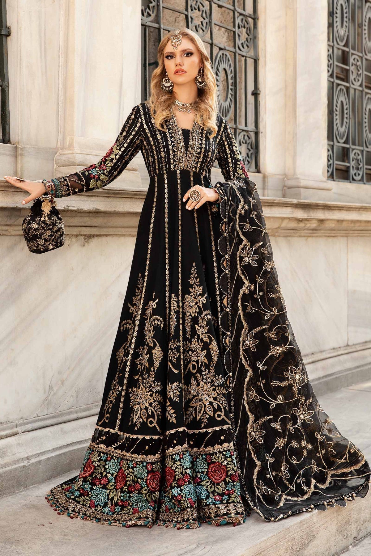 Maria.B 3 Piece Custom Stitched Suit - Black - LB288217