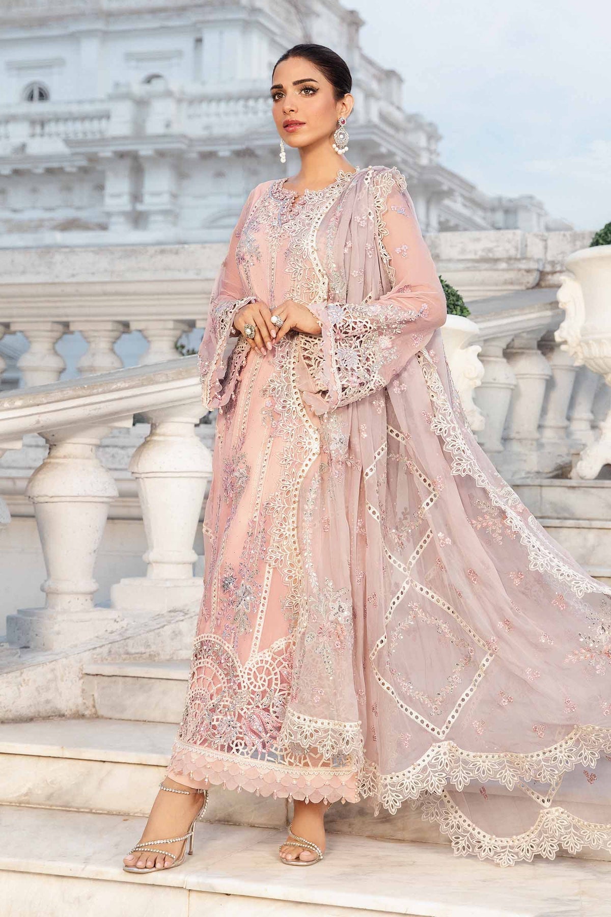 Maria.B 3 Piece Custom Stitched Suit - Pink - LB287839