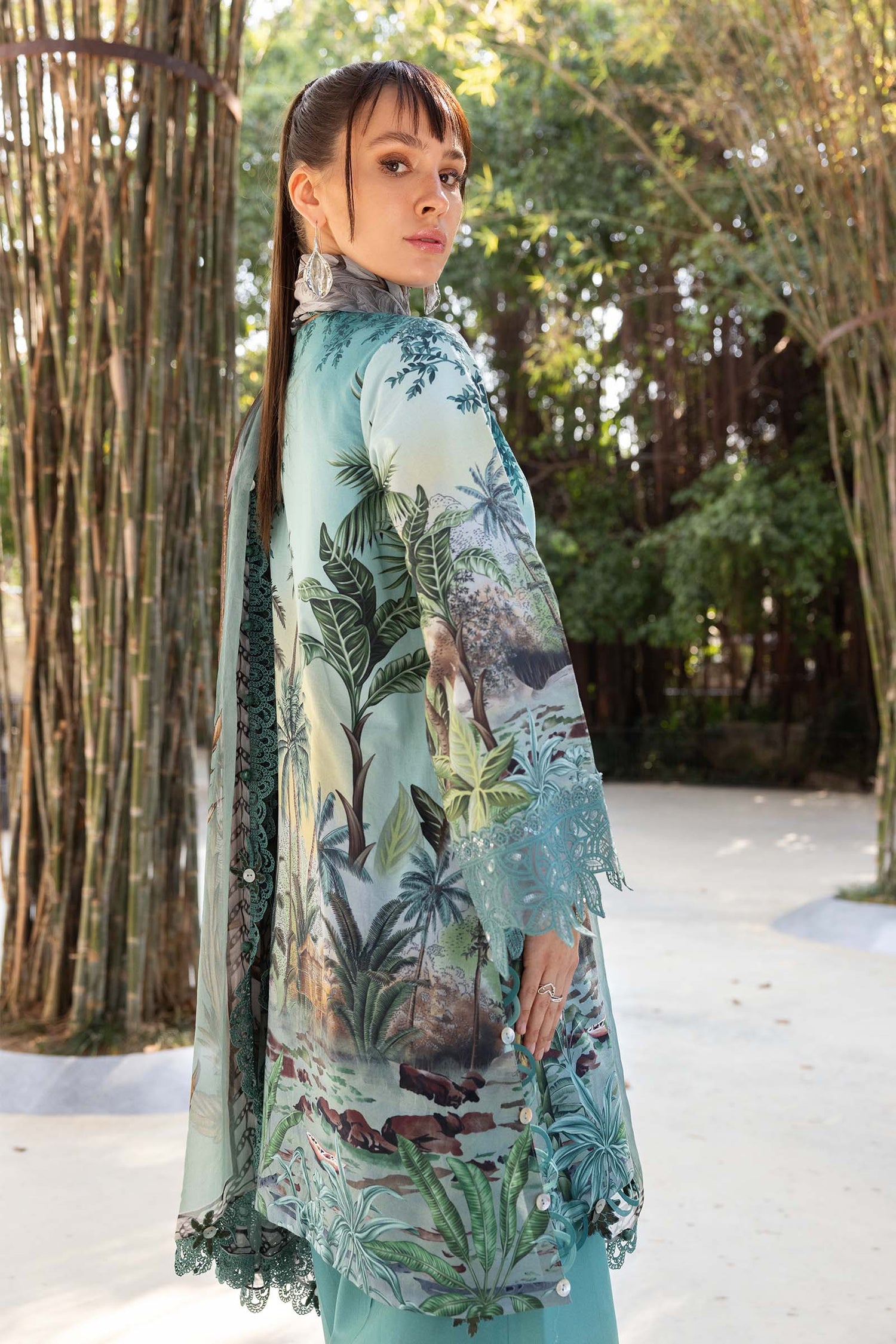 Maria.B 3 Piece Custom Stitched Suit - Sea Green - LB31458