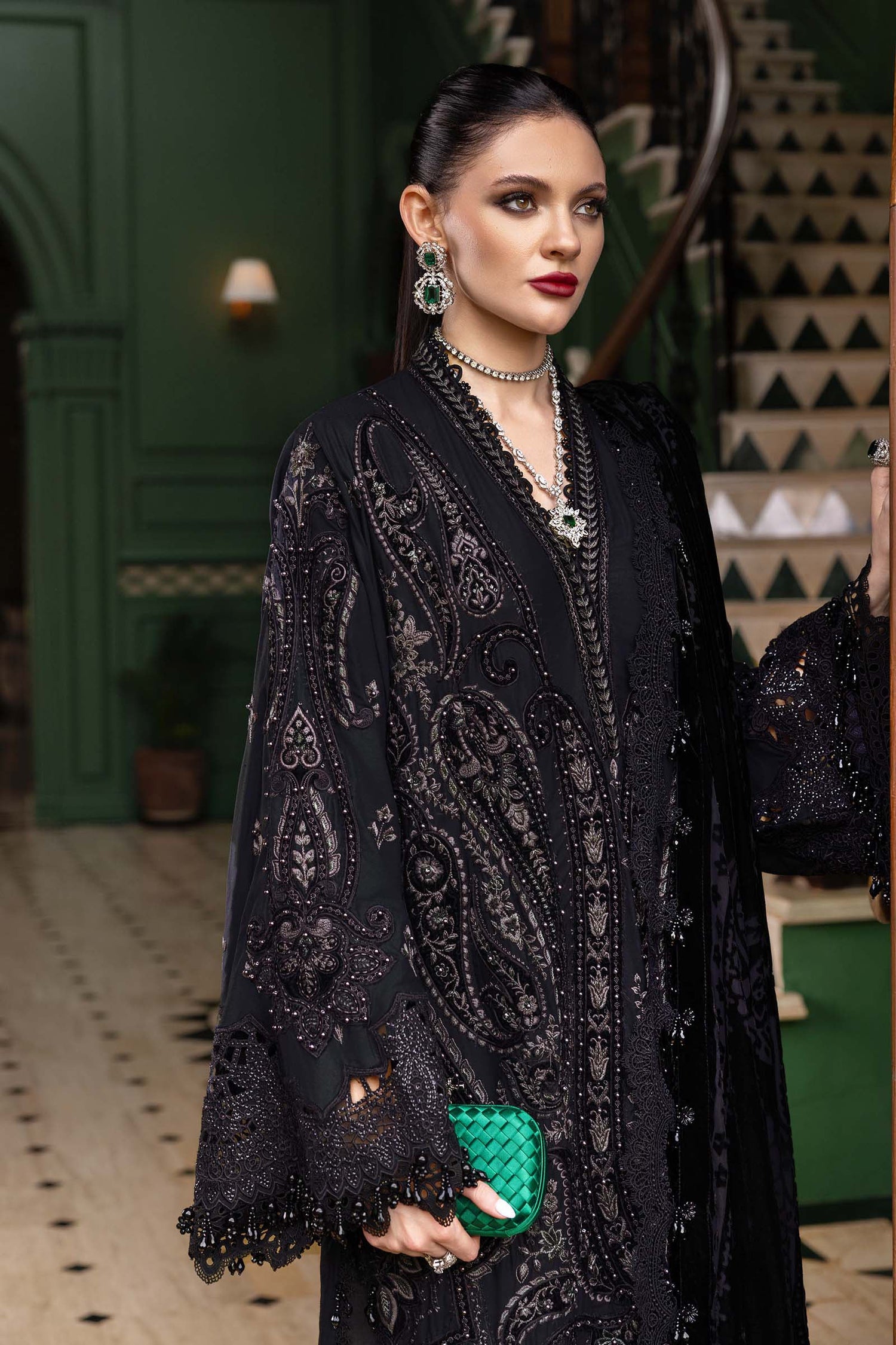 Maria.B 3 Piece Custom Stitched Suit - Black - LB31243