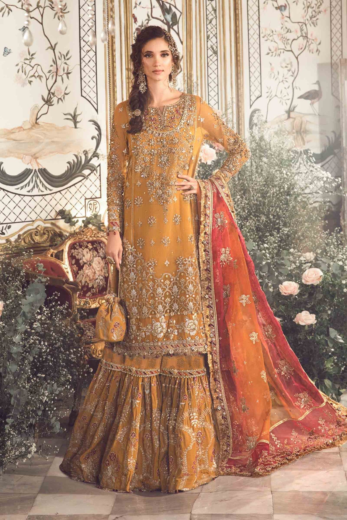 Maria.B 3 Piece Custom Stitched Suit - Mustard - LB285167