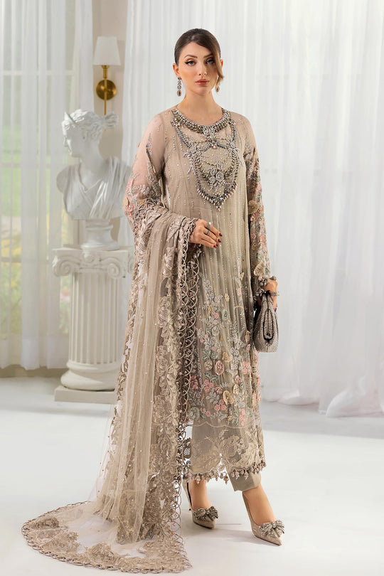 Maria.B 3 Piece Custom Stitched Suit - Brown - LB30929