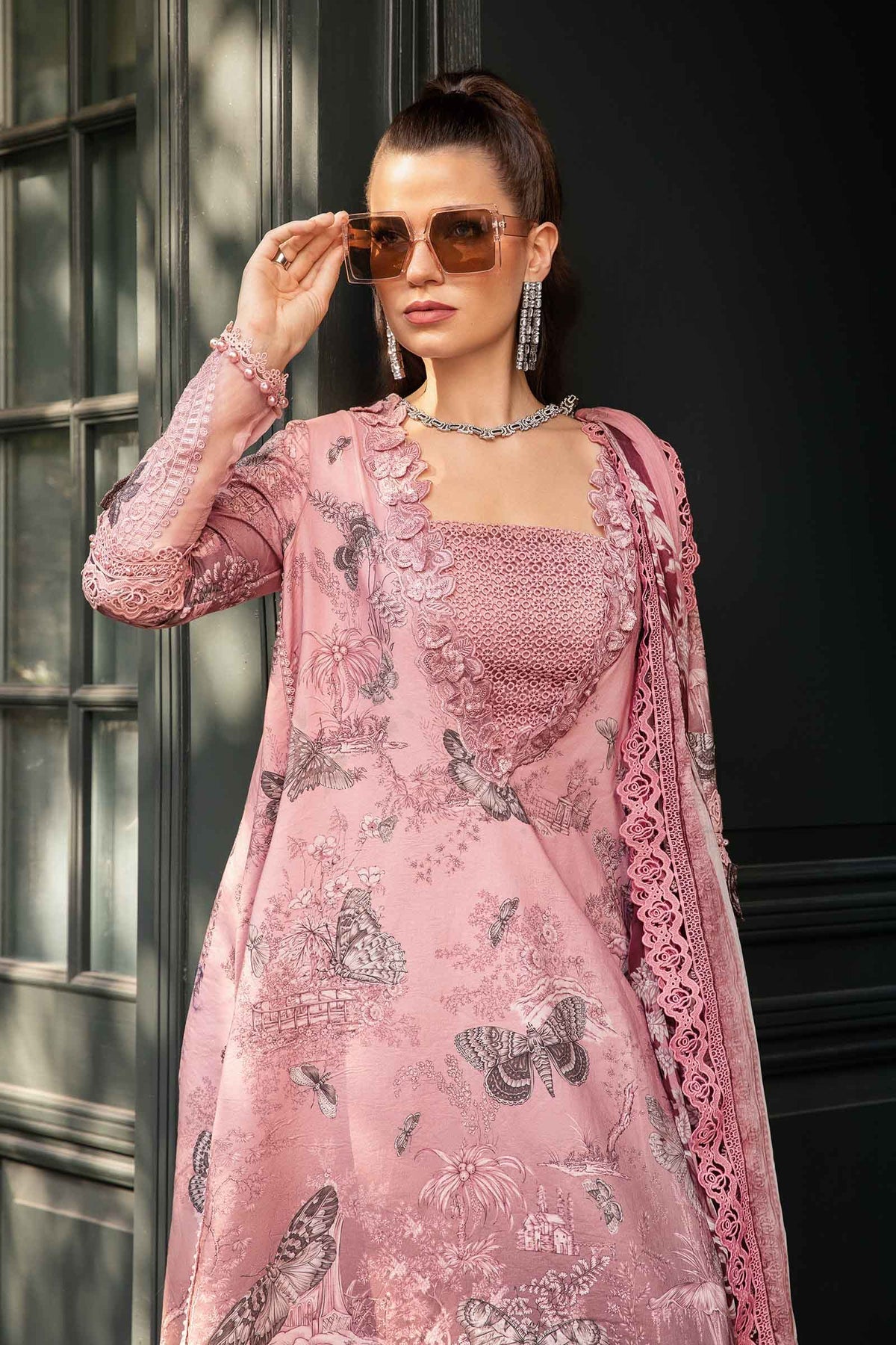 Maria.B 3 Piece Custom Stitched Suit - Pink - LB287910