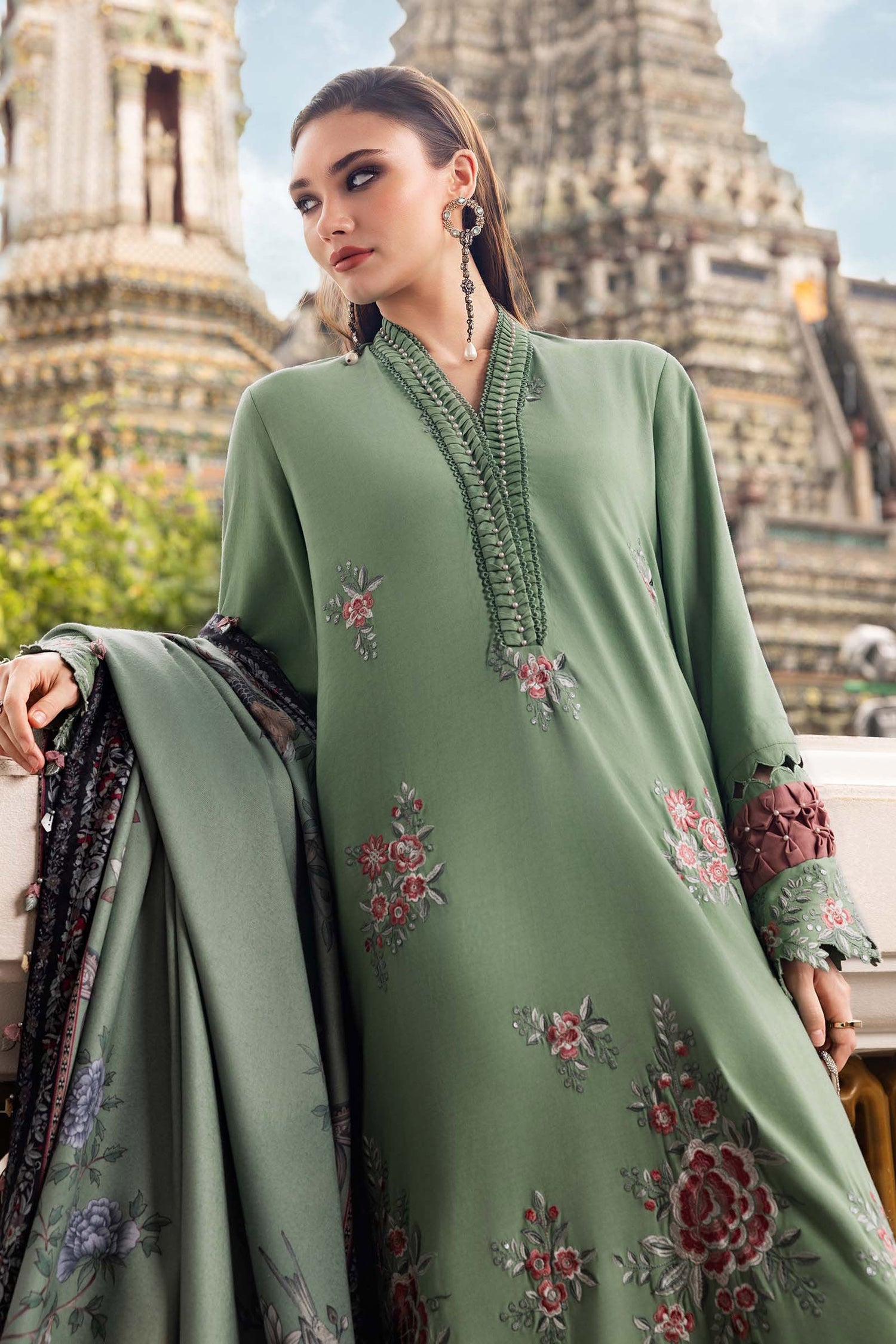 Maria.B 3 Piece Custom Stitched Suit - Green - LB31108